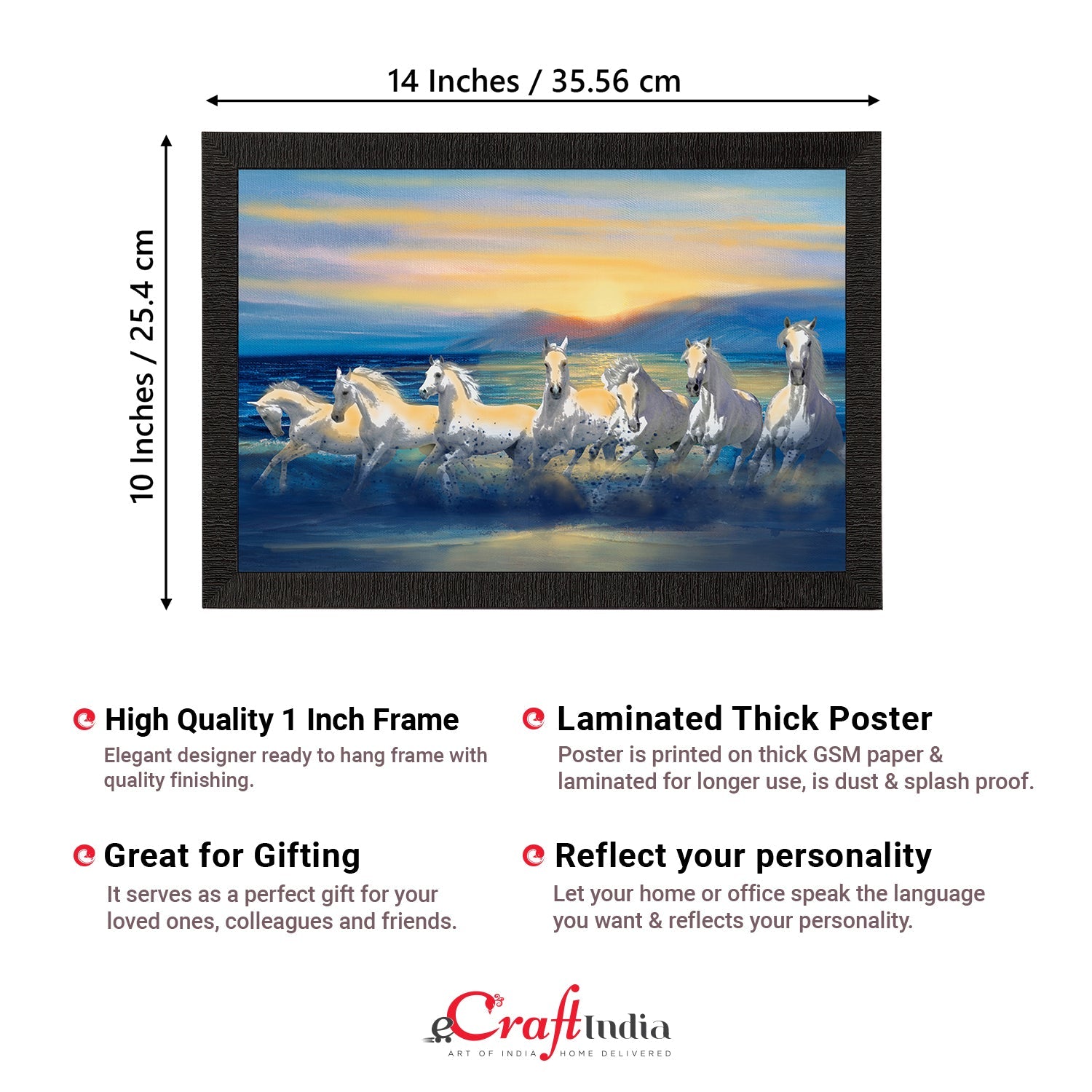 7 White Running Horses Painting Digital Printed Animal Wall Art Kafalo