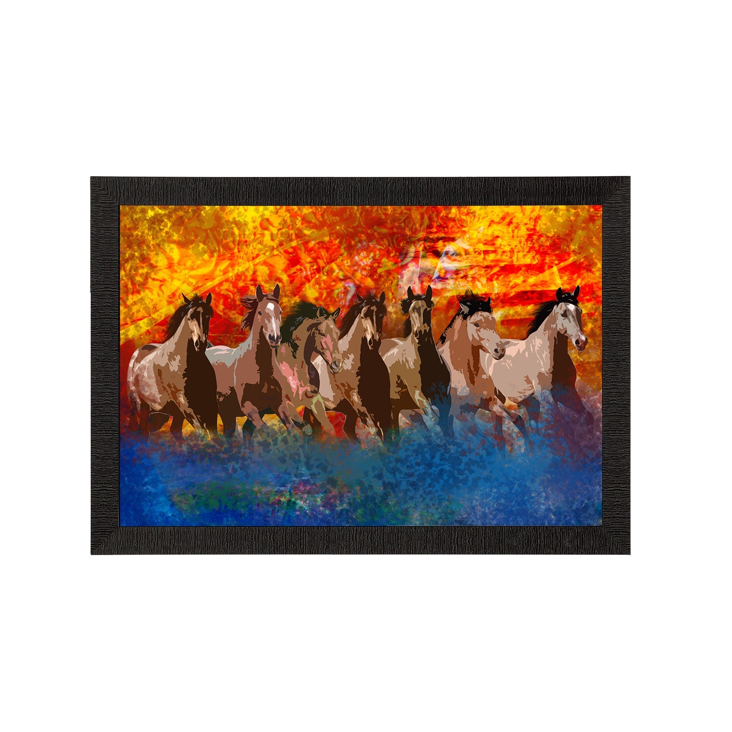 Seven Running Horses Painting Digital Printed Animal Wall Art Kafalo