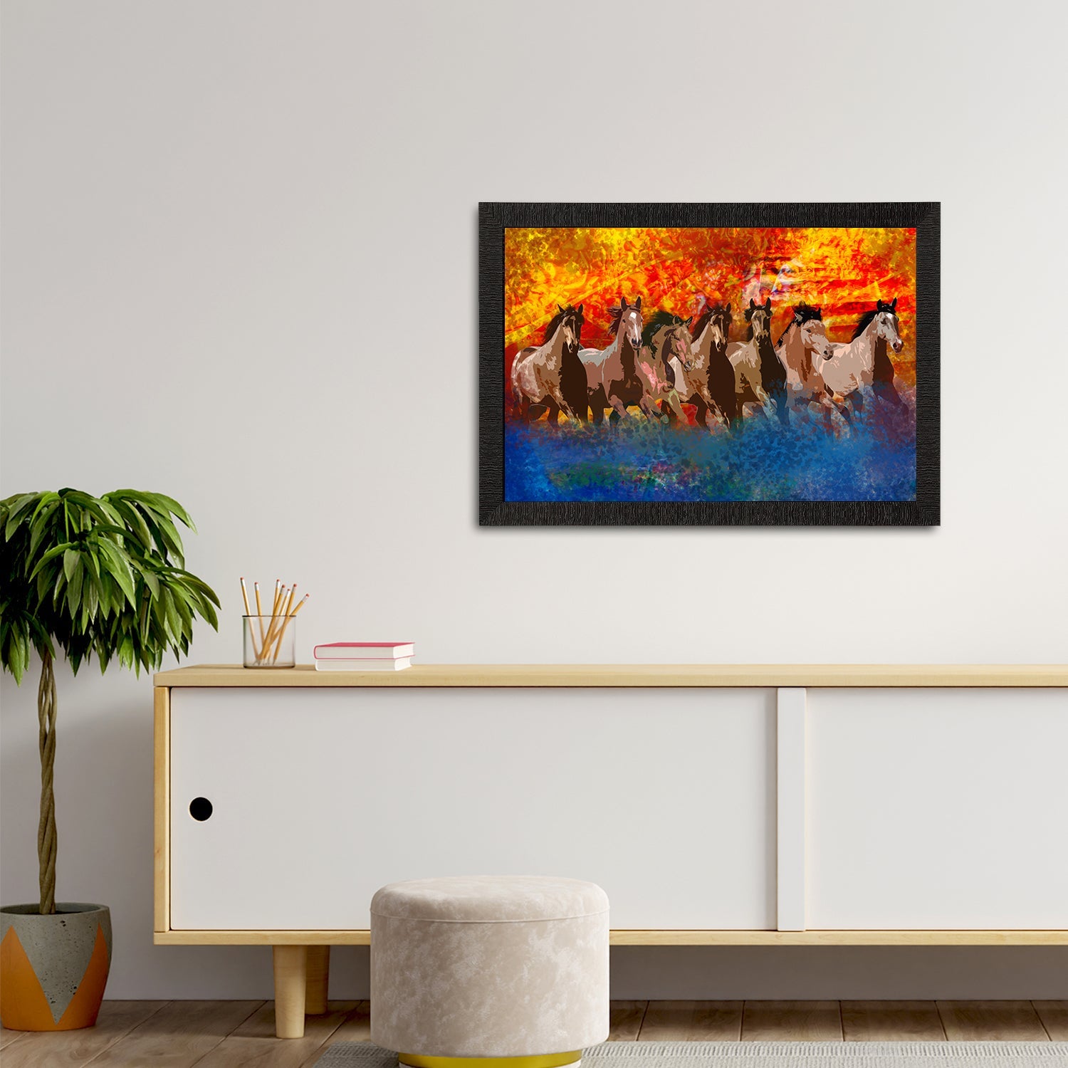 Seven Running Horses Painting Digital Printed Animal Wall Art Kafalo