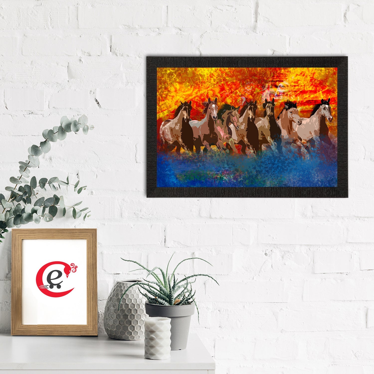 Seven Running Horses Painting Digital Printed Animal Wall Art Kafalo
