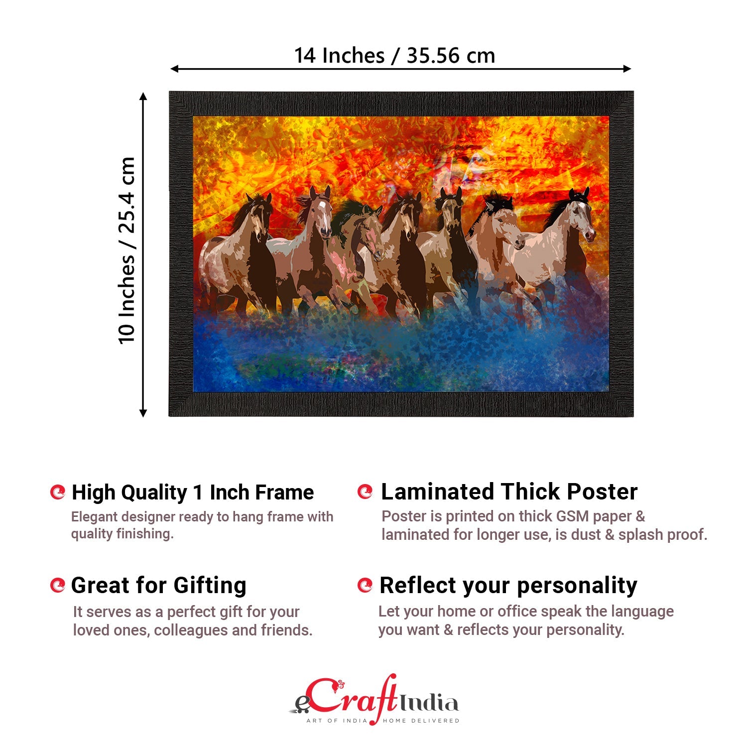 Seven Running Horses Painting Digital Printed Animal Wall Art Kafalo