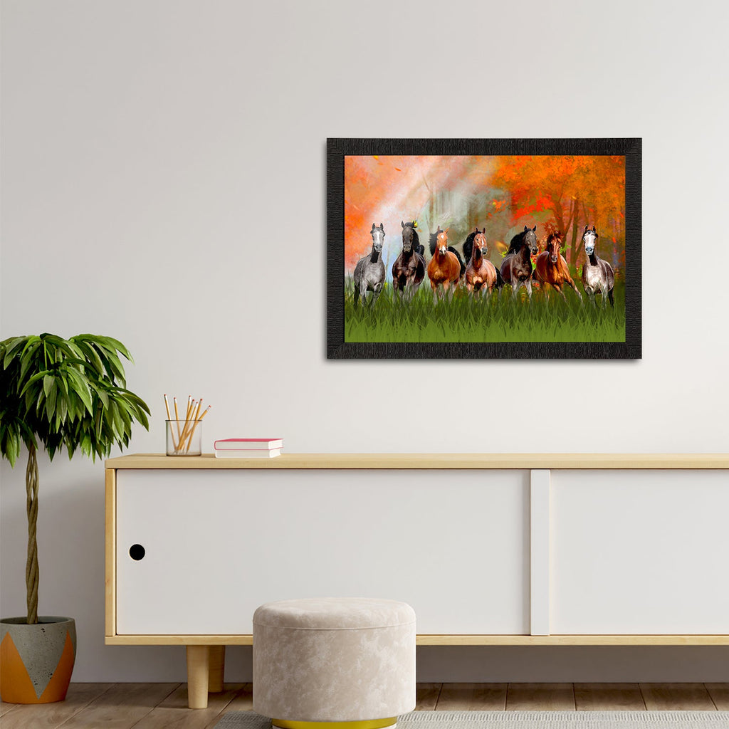 Seven Running Horses Painting Digital Printed Animal Wall Art Kafalo