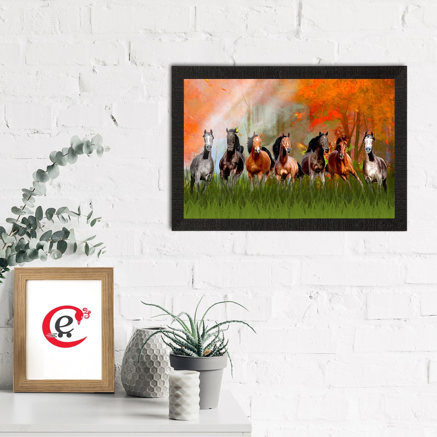 Seven Running Horses Painting Digital Printed Animal Wall Art Kafalo