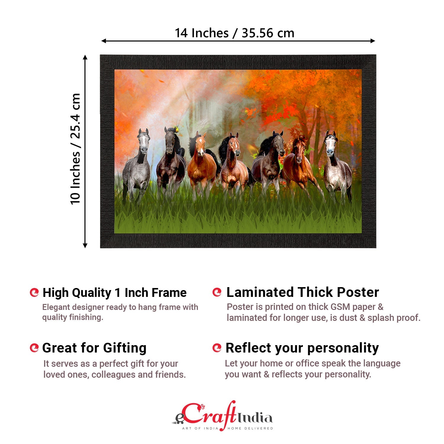 Seven Running Horses Painting Digital Printed Animal Wall Art Kafalo