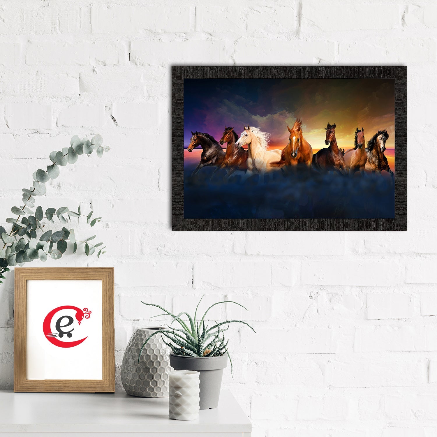 Seven Running Horses Painting Digital Printed Animal Wall Art Kafalo
