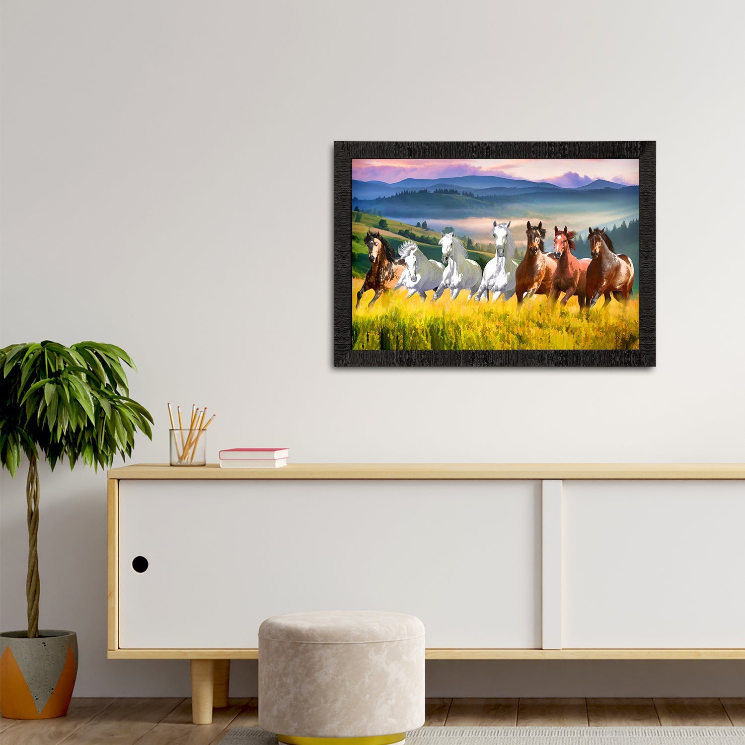 Seven Running Horses Painting Digital Printed Animal Wall Art Kafalo