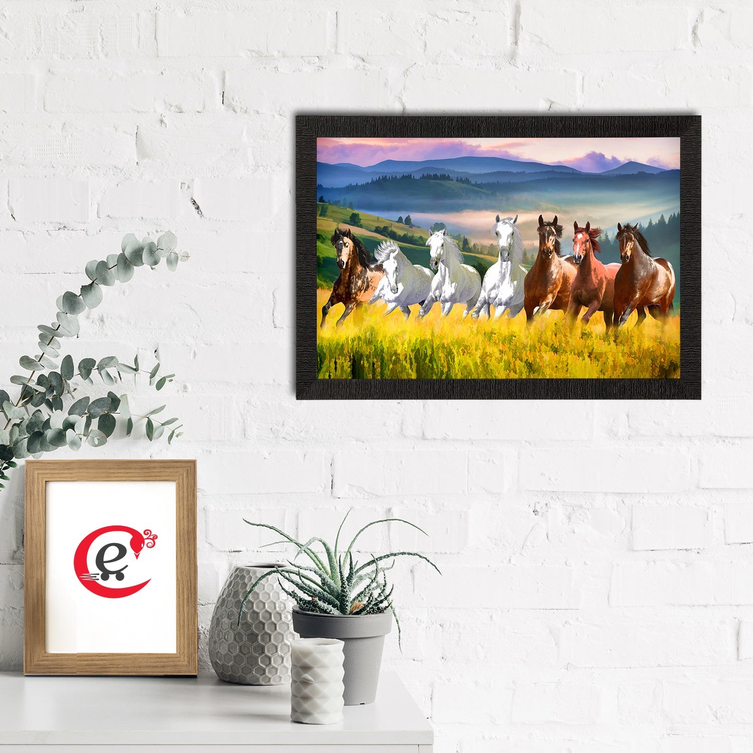 Seven Running Horses Painting Digital Printed Animal Wall Art Kafalo