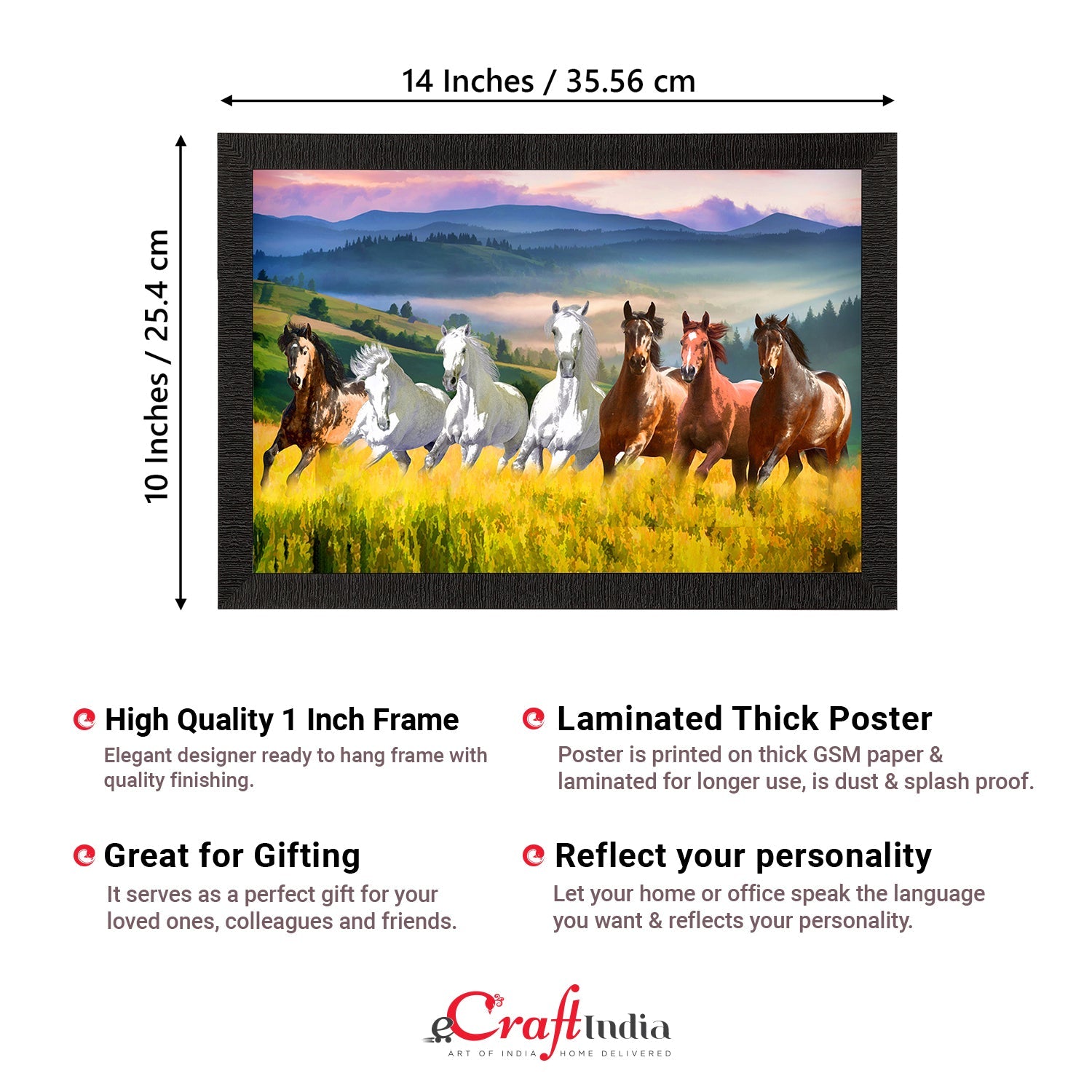 Seven Running Horses Painting Digital Printed Animal Wall Art Kafalo