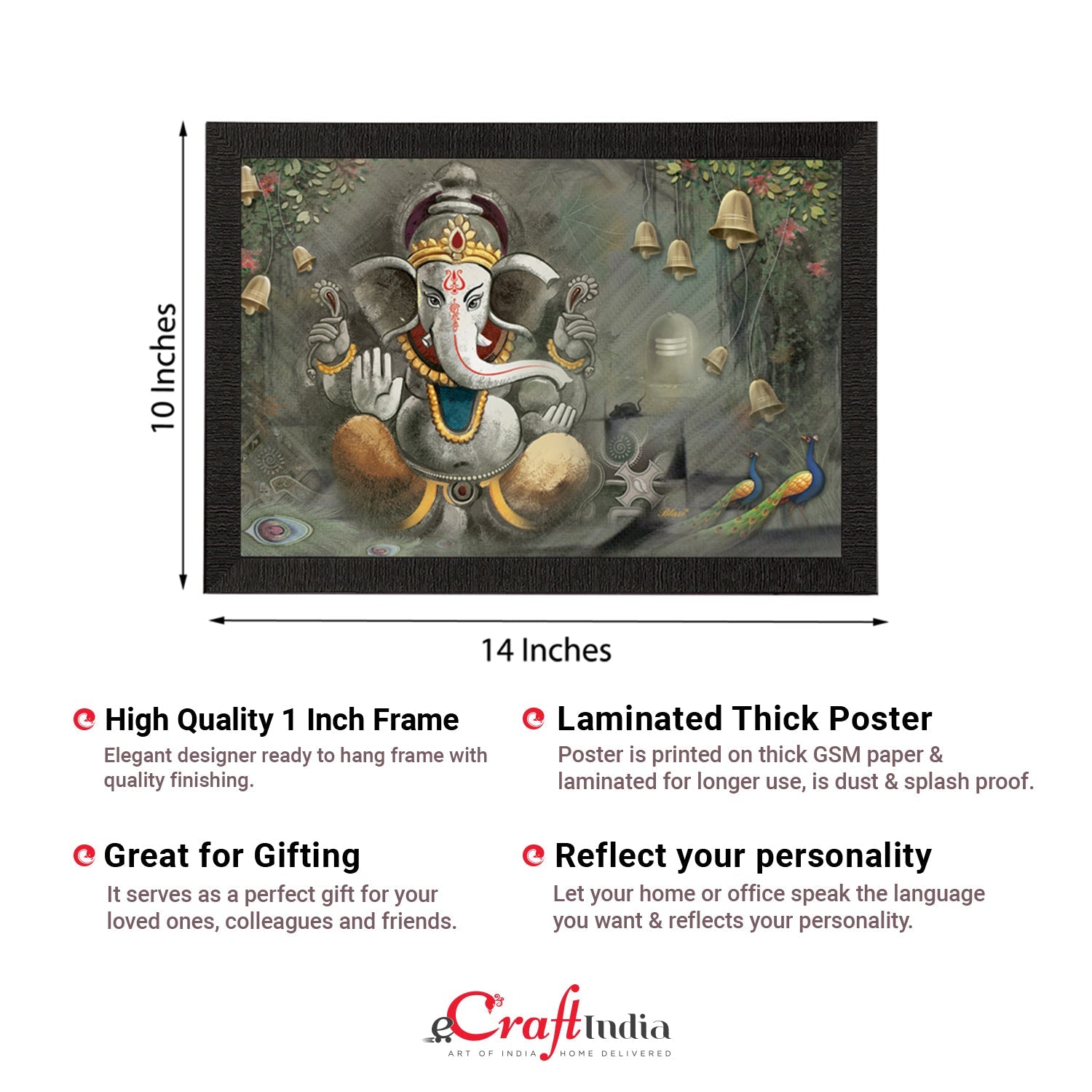 Lord Ganesha Satin Matt Texture UV Art Painting Kafalo
