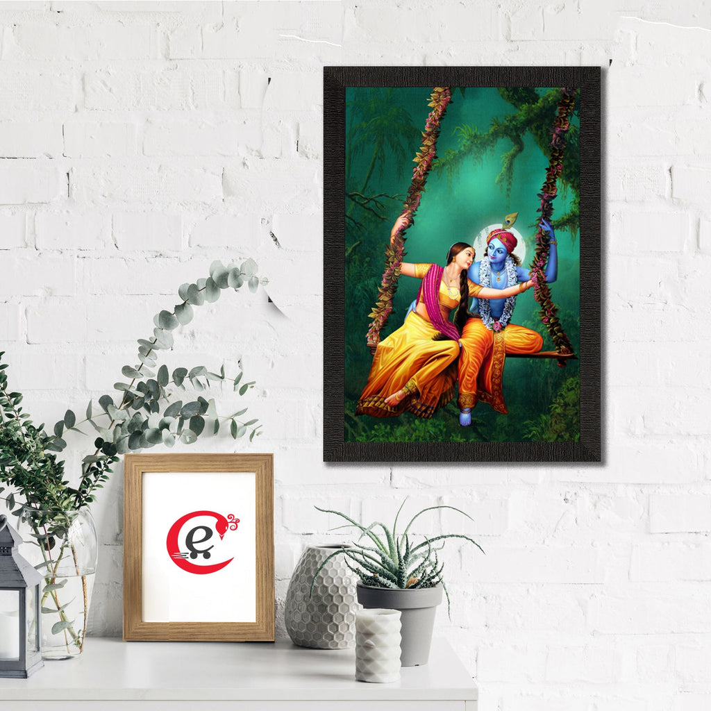 Radha Krishna On Swing Painting Digital Printed Religious Wall Art Kafalo