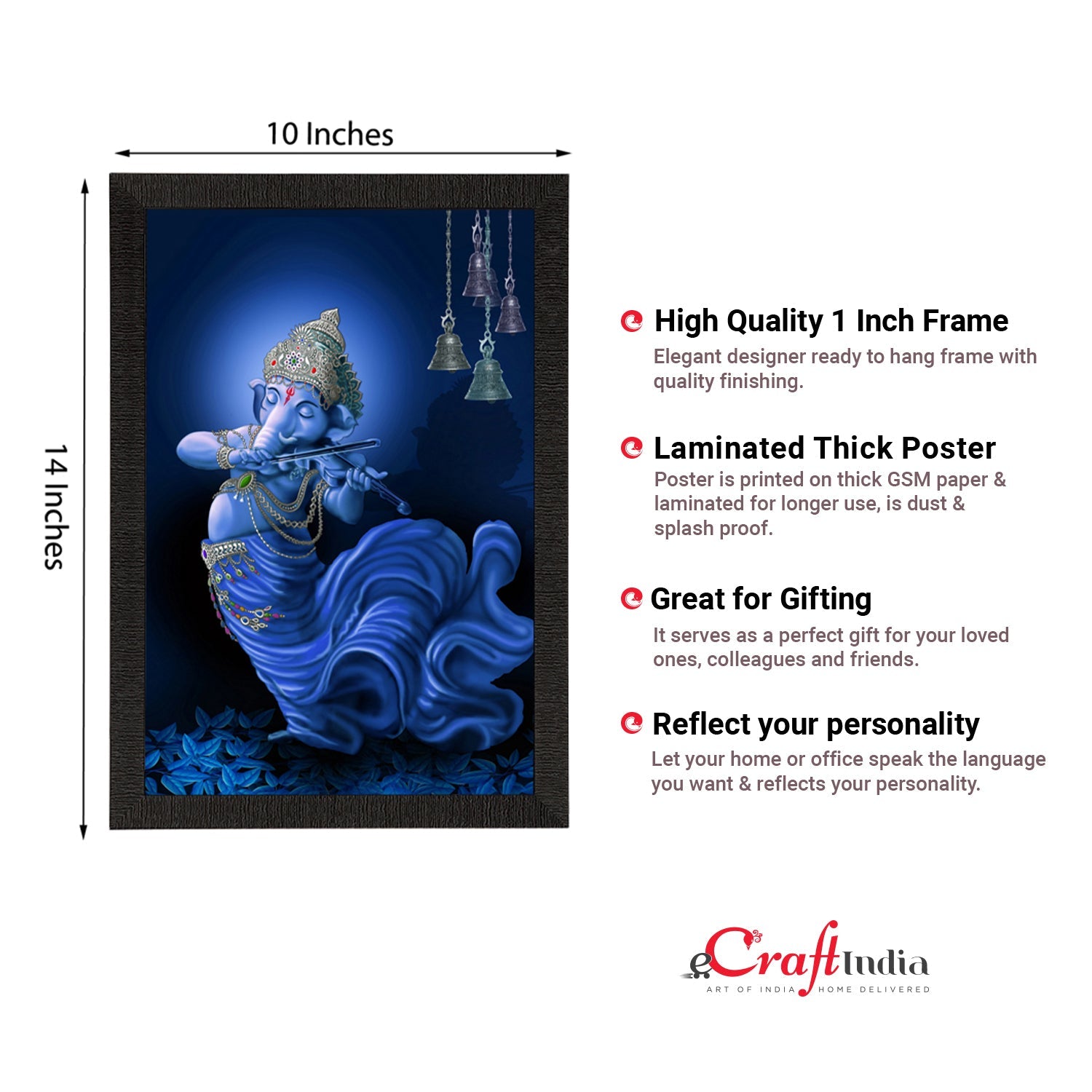 Lord Ganesha Playing Violin Satin Matt Texture UV Art Painting Kafalo