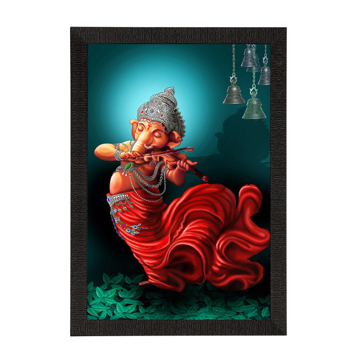 Lord Ganesha Playing Violin Satin Matt Texture UV Art Painting Kafalo