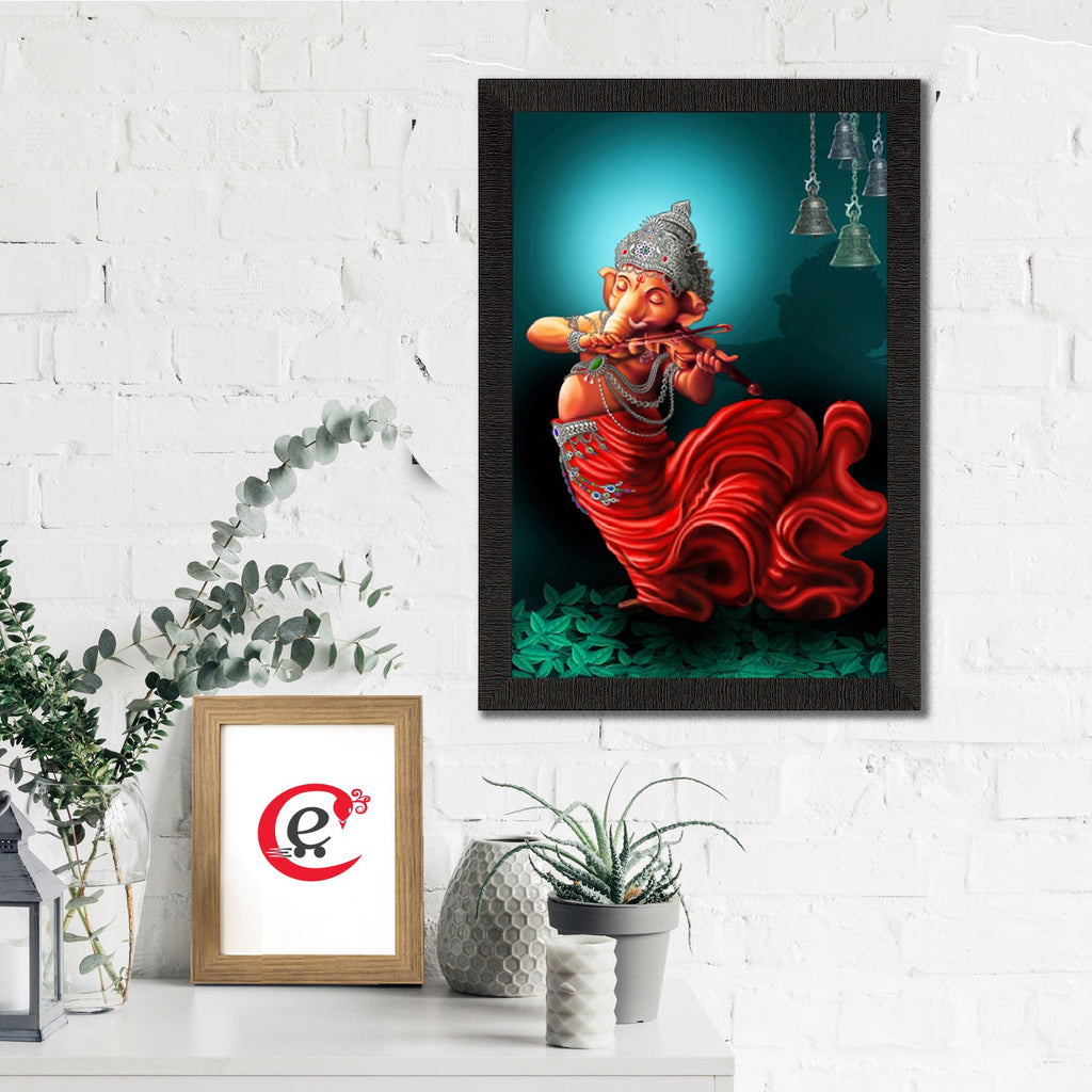 Lord Ganesha Playing Violin Satin Matt Texture UV Art Painting Kafalo