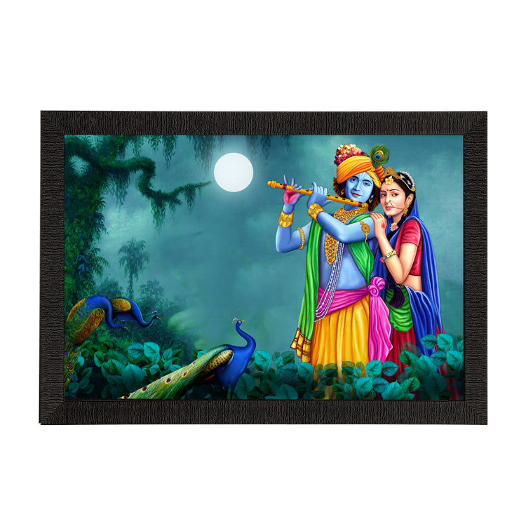 Radha Krishna Playing Flute Satin Matt Texture UV Art Painting Kafalo