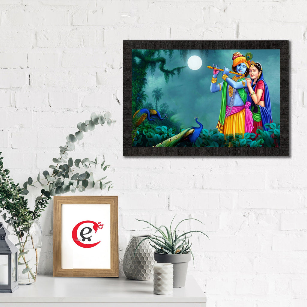 Radha Krishna Playing Flute Satin Matt Texture UV Art Painting Kafalo