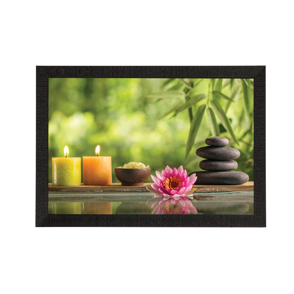 Candle, Stone and Flower Peace Theme Satin Matt Texture UV Art Painting Kafalo