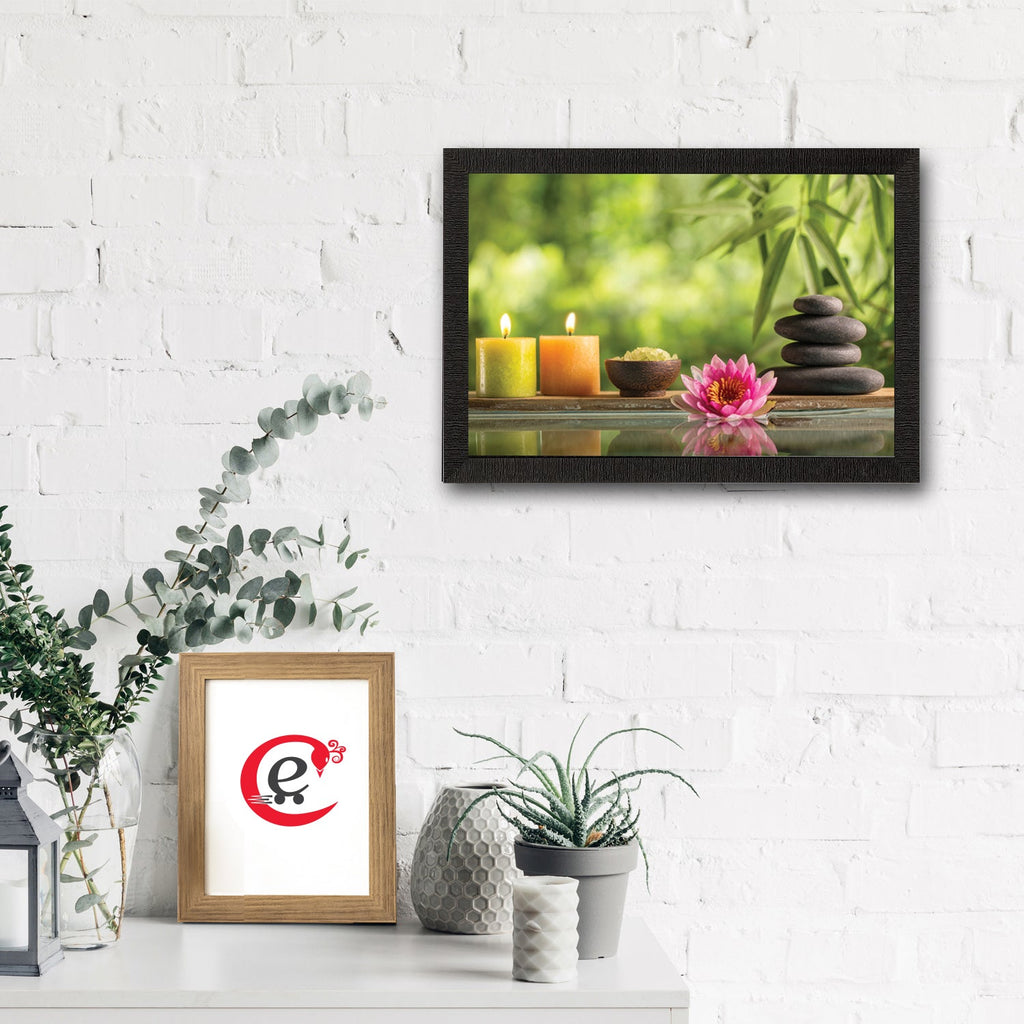 Candle, Stone and Flower Peace Theme Satin Matt Texture UV Art Painting Kafalo