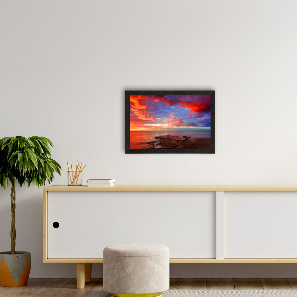 Colorful Sky and Beach Scenic View Satin Matt Texture UV Art Painting Kafalo