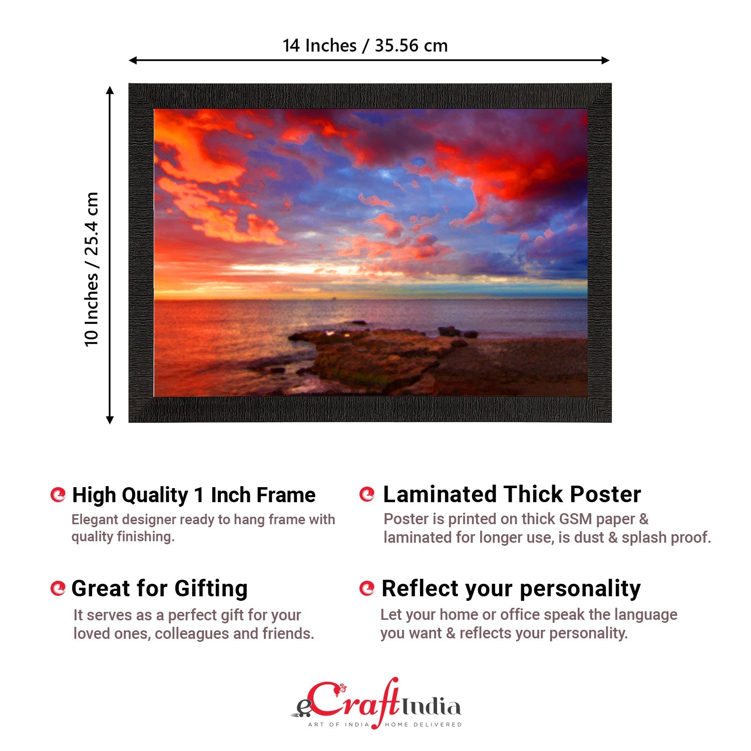 Colorful Sky and Beach Scenic View Satin Matt Texture UV Art Painting Kafalo