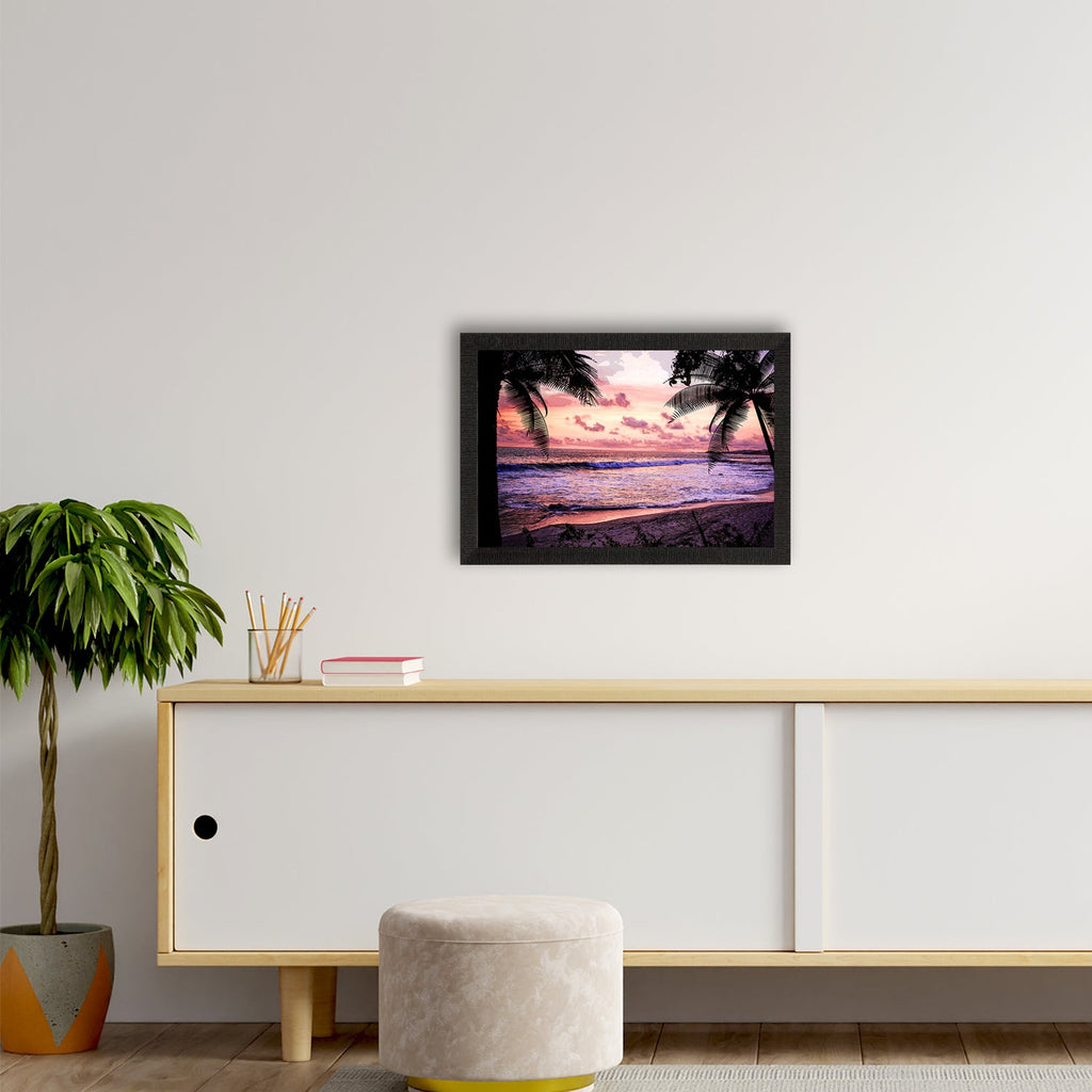 Delightful Sea View Between Trees Satin Matt Texture UV Art Painting Kafalo
