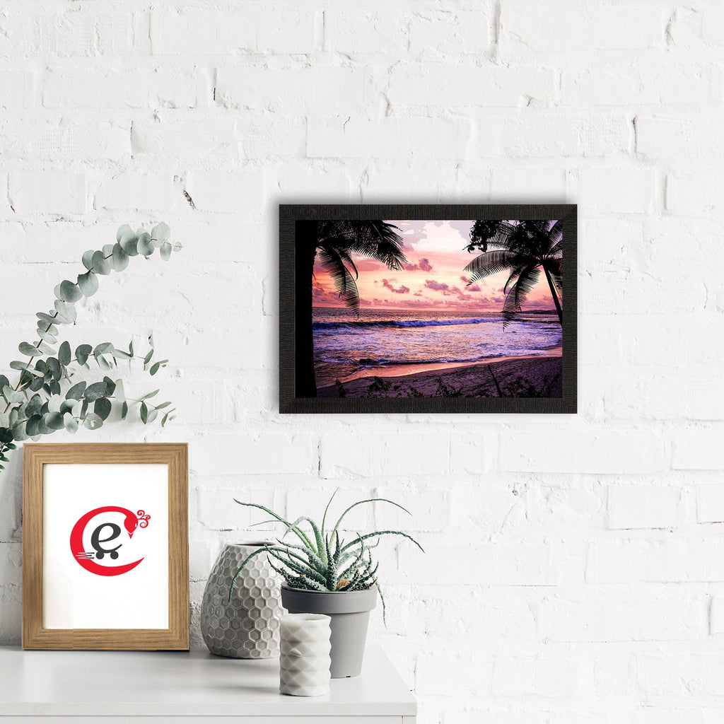Delightful Sea View Between Trees Satin Matt Texture UV Art Painting Kafalo