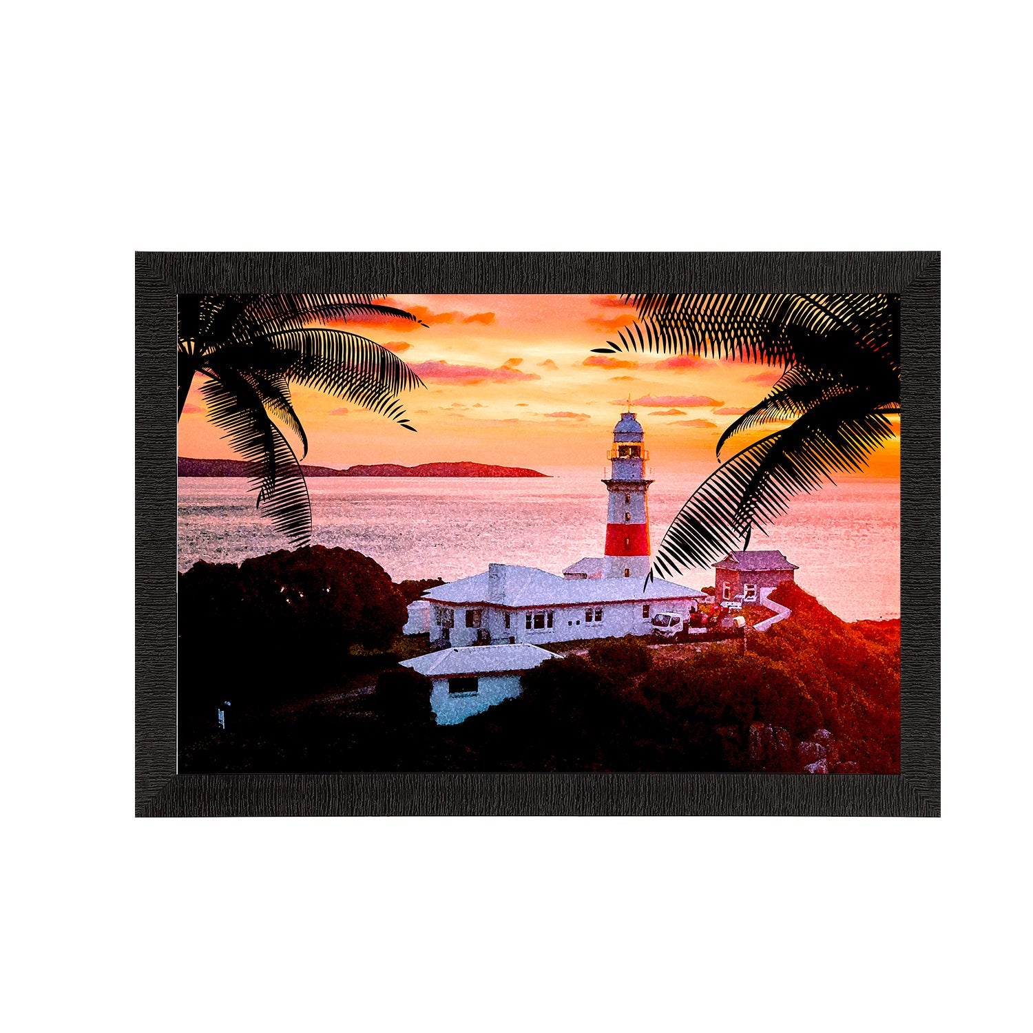 Seaside Lighthouse Scenic View Satin Matt Texture UV Art Painting Kafalo