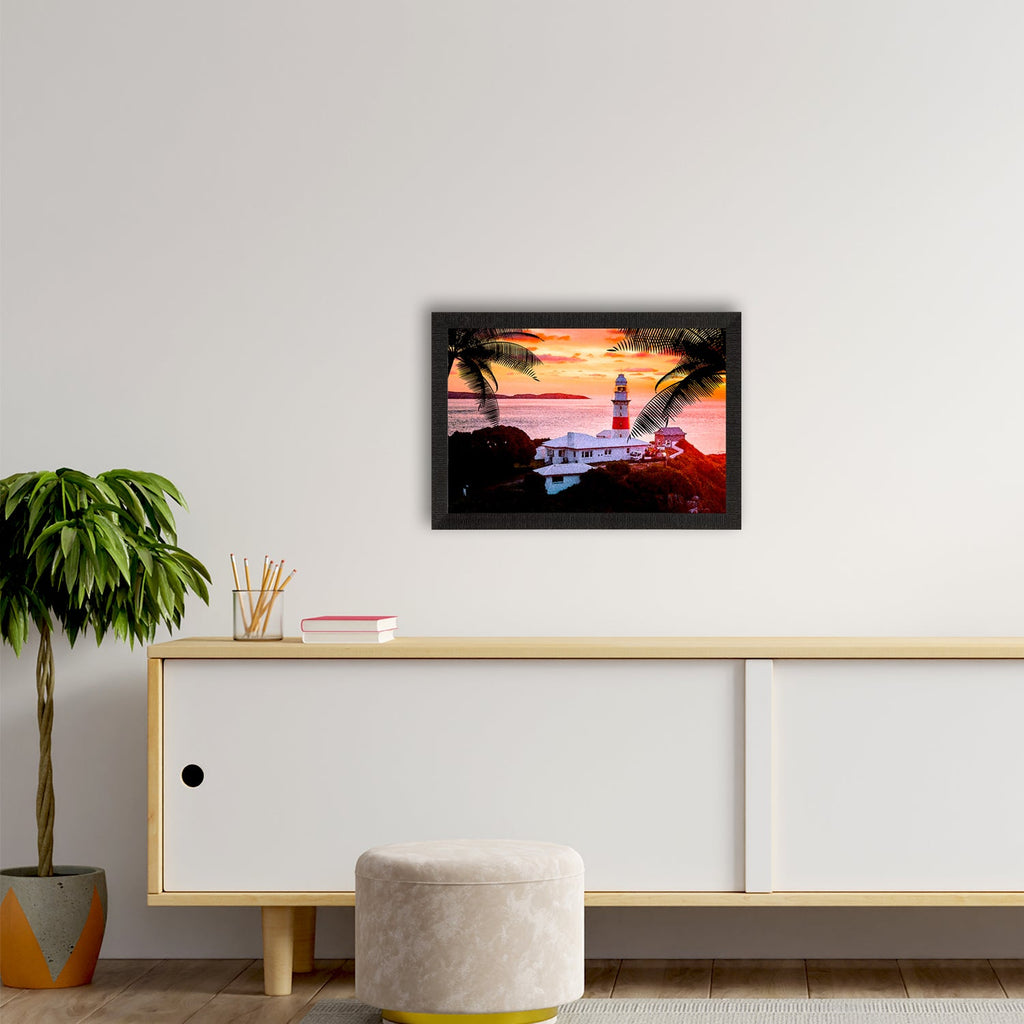 Seaside Lighthouse Scenic View Satin Matt Texture UV Art Painting Kafalo