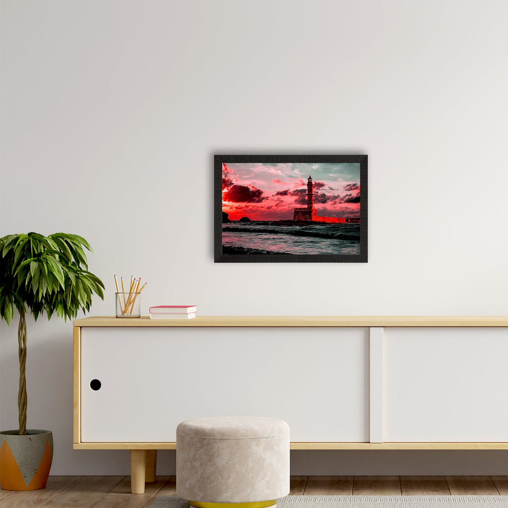 Seaside Lighthouse Scenic View Satin Matt Texture UV Art Painting Kafalo