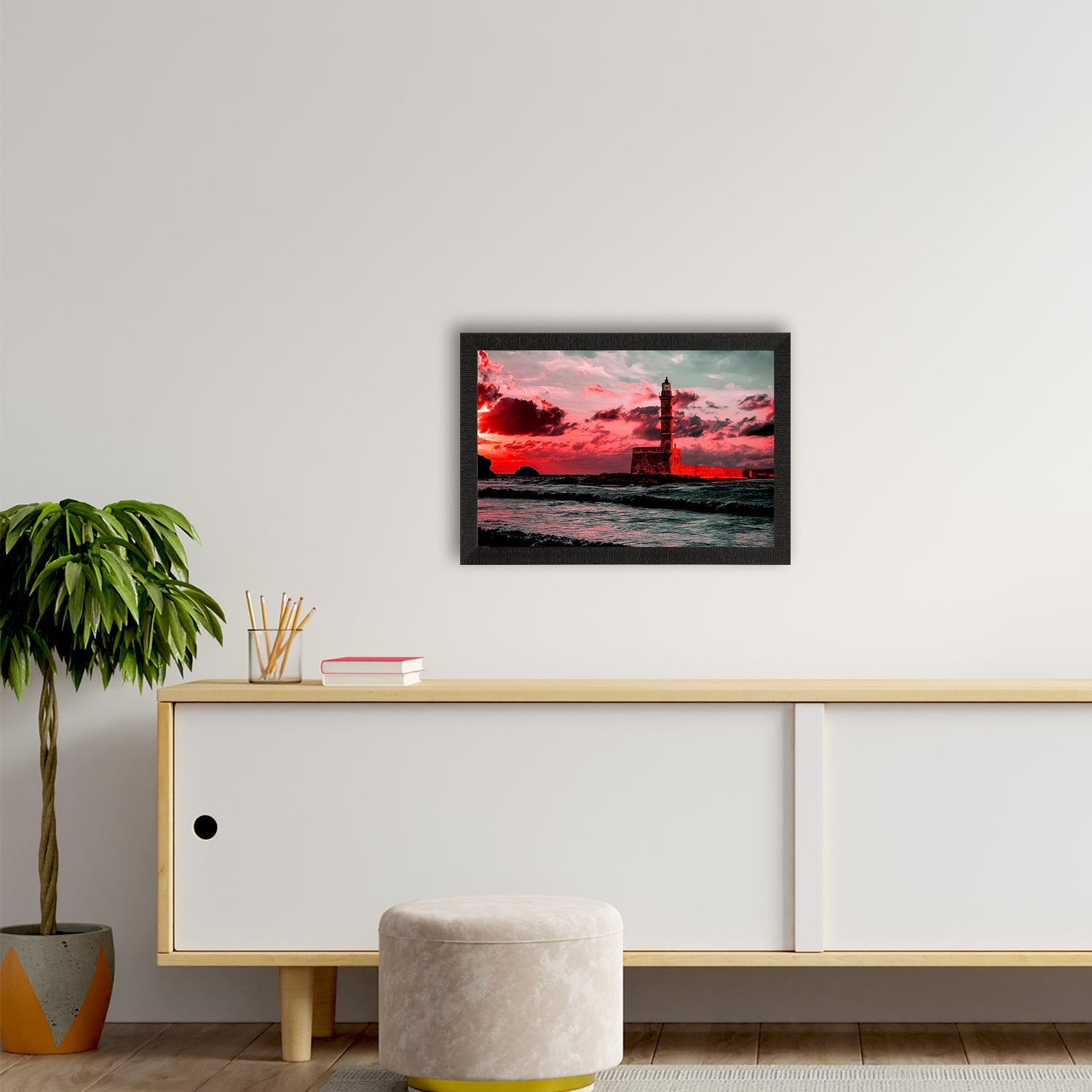 Seaside Lighthouse Scenic View Satin Matt Texture UV Art Painting Kafalo