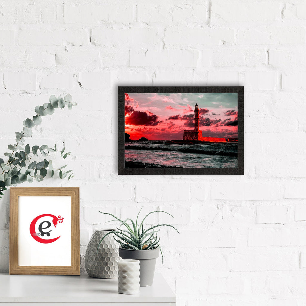 Seaside Lighthouse Scenic View Satin Matt Texture UV Art Painting Kafalo