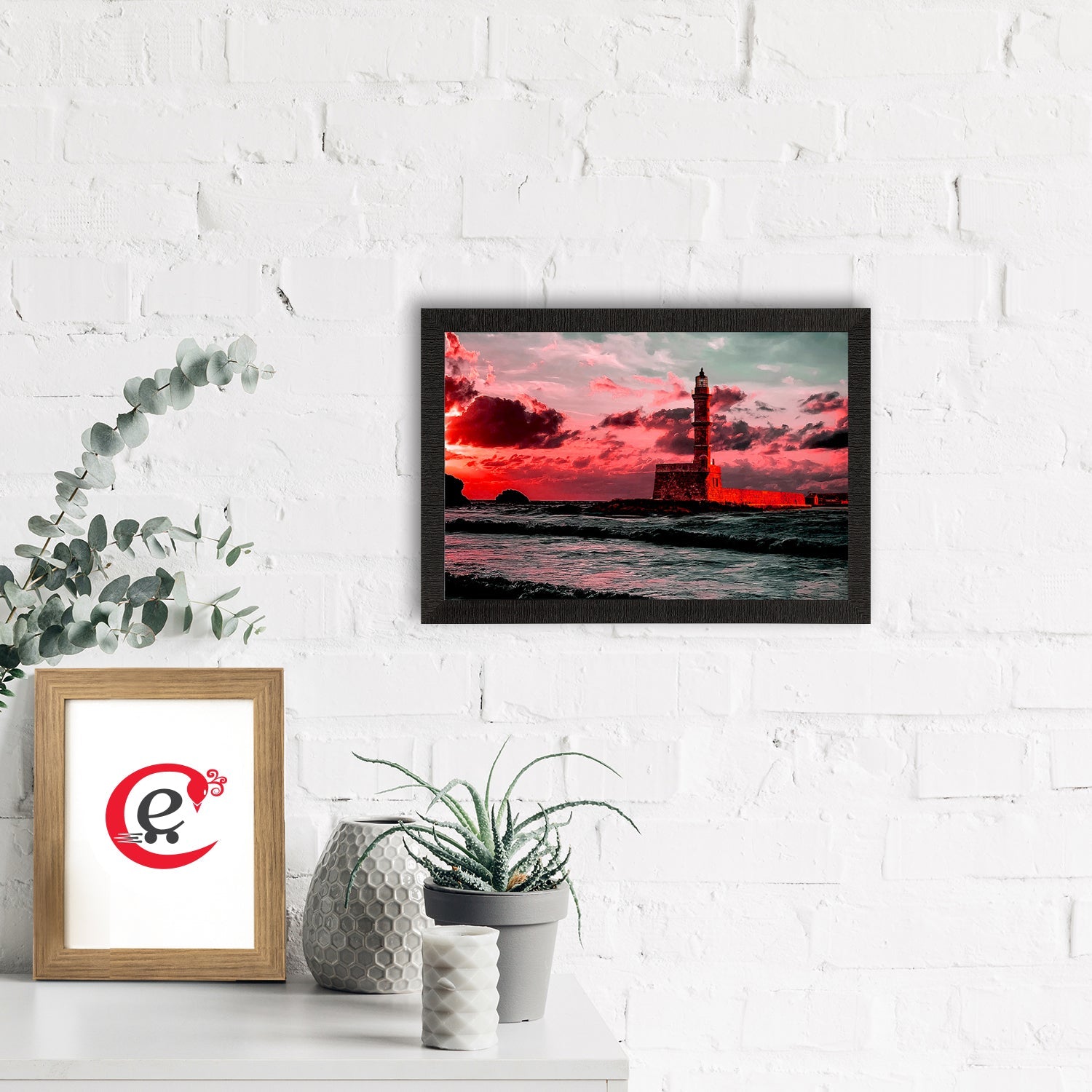 Seaside Lighthouse Scenic View Satin Matt Texture UV Art Painting Kafalo