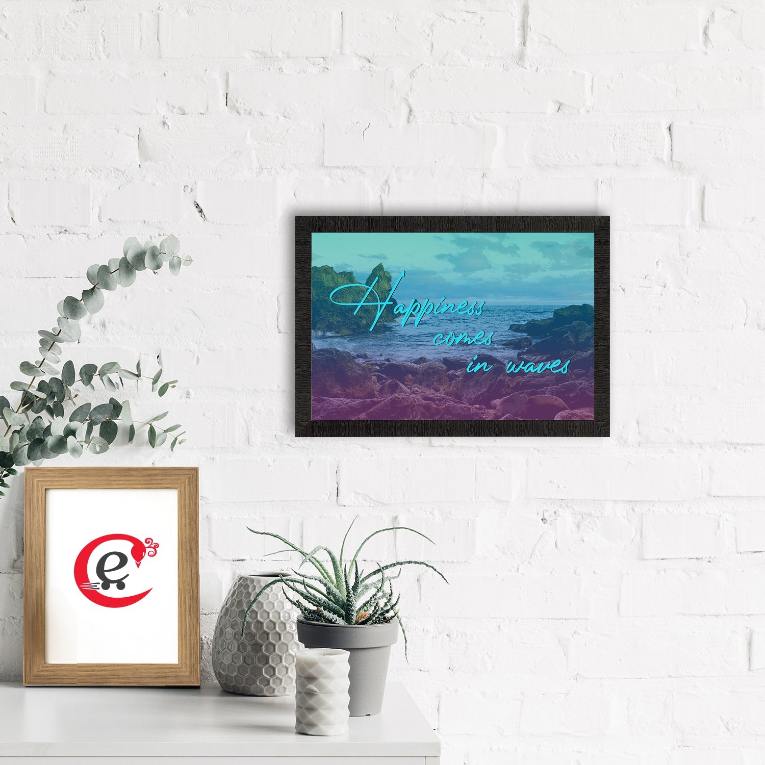 "Happiness Comes in Waves" Beach View Satin Matt Texture UV Art Painting Kafalo