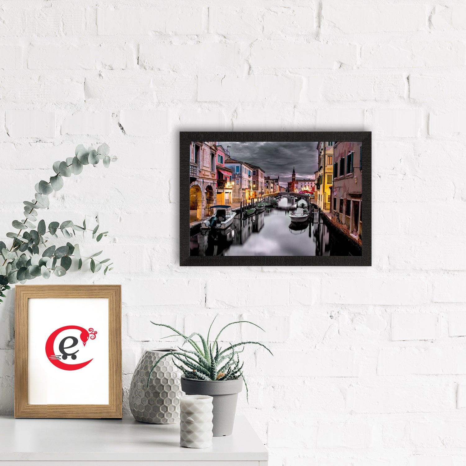 Beautiful Canal City View Satin Matt Texture UV Art Painting Kafalo