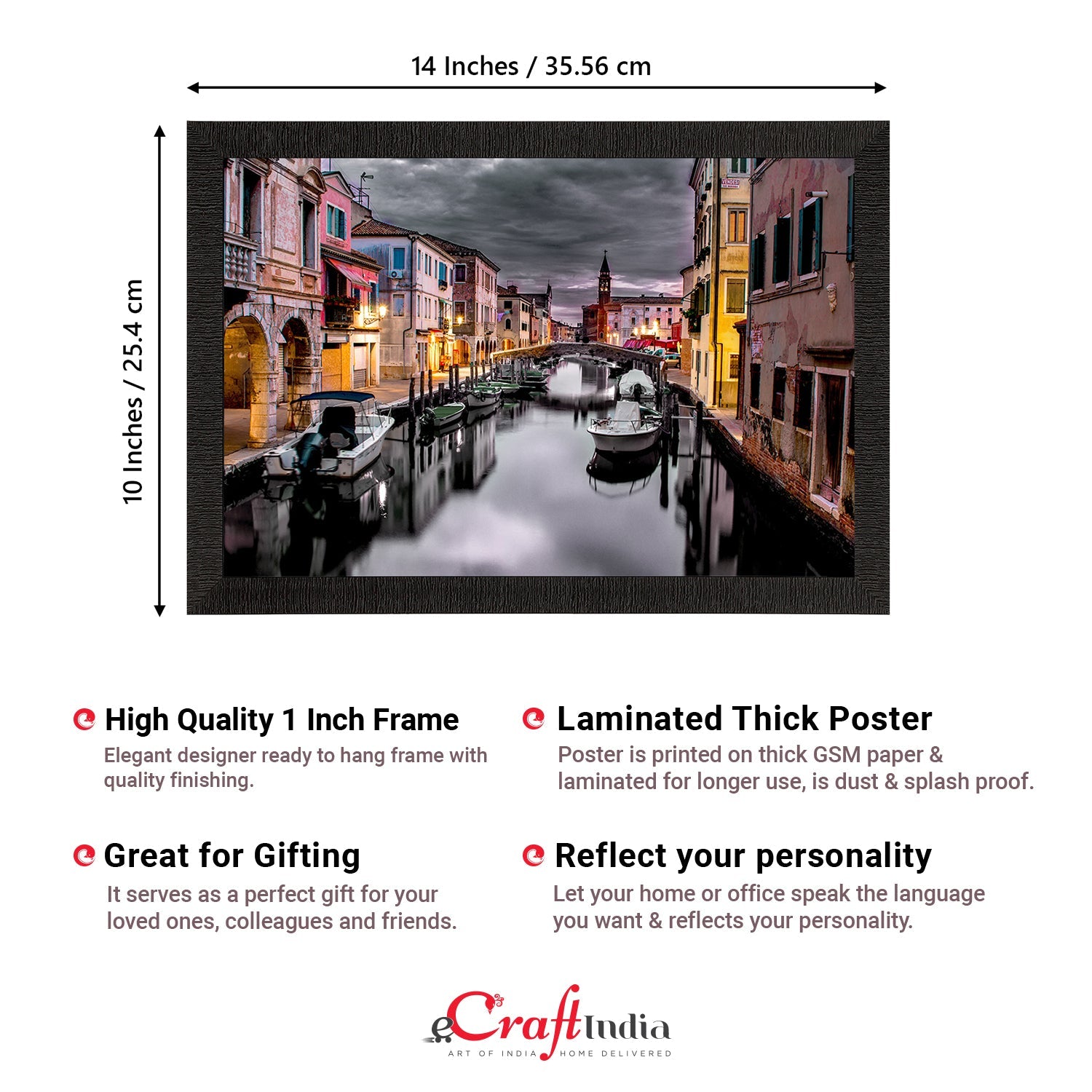 Beautiful Canal City View Satin Matt Texture UV Art Painting Kafalo