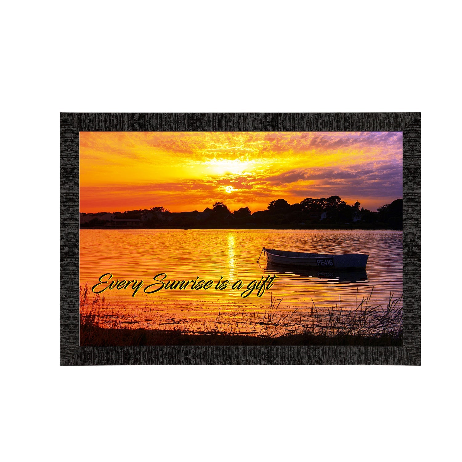 "Every Sunrise is a Gift" Beautiful Morning River View Satin Matt Texture UV Art Painting Kafalo