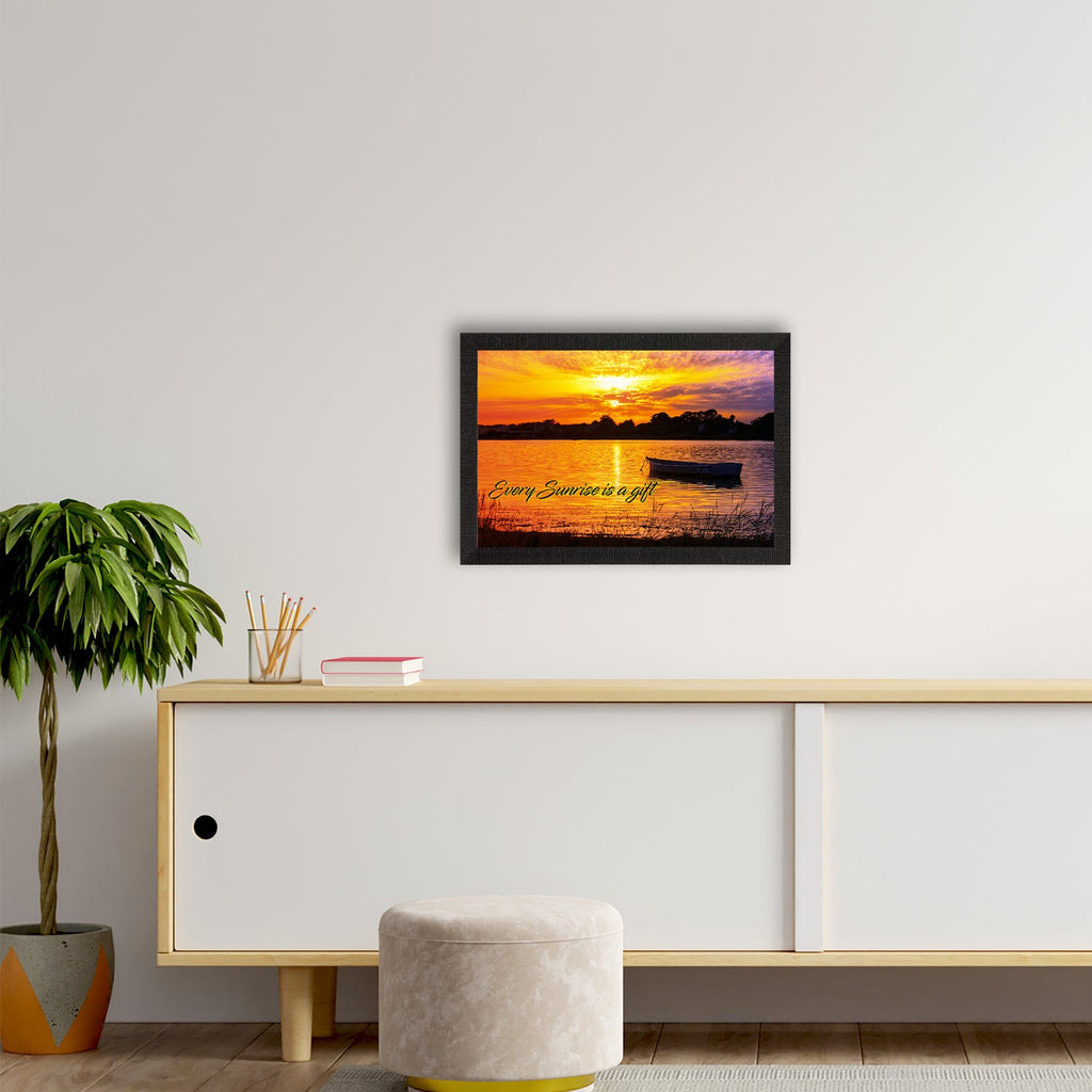 "Every Sunrise is a Gift" Beautiful Morning River View Satin Matt Texture UV Art Painting Kafalo