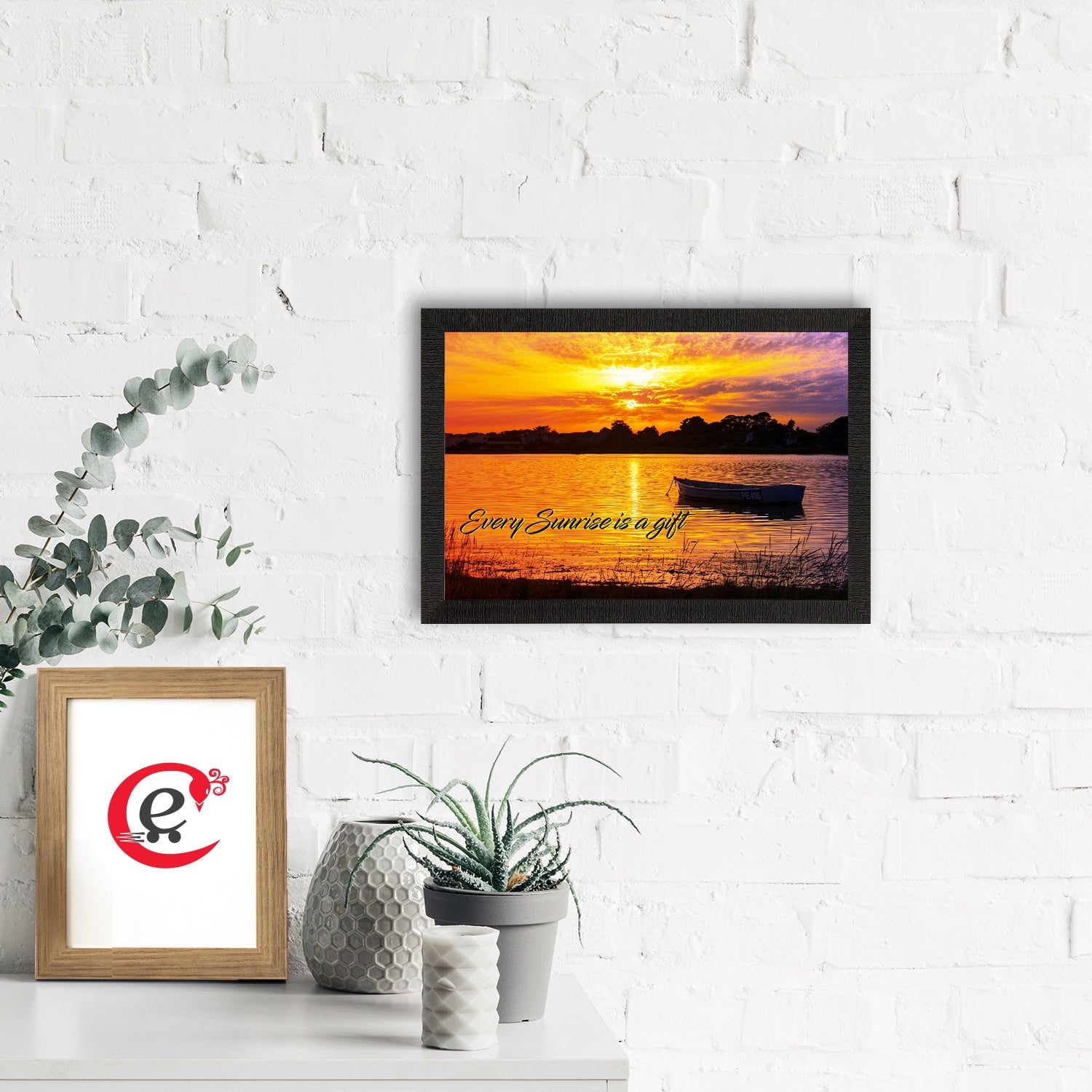"Every Sunrise is a Gift" Beautiful Morning River View Satin Matt Texture UV Art Painting Kafalo