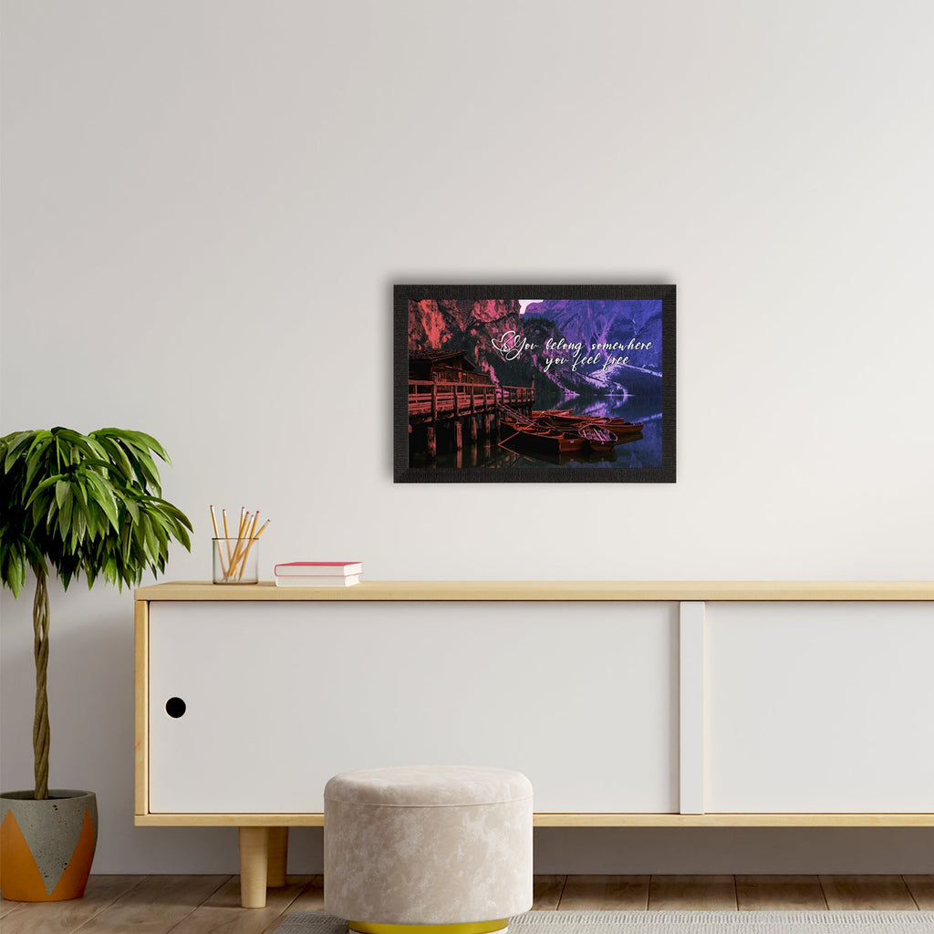 "You Belong Somewhere You Feel Free" Beautiful Tiver Between Mountains View Satin Matt Texture UV Art Painting Kafalo
