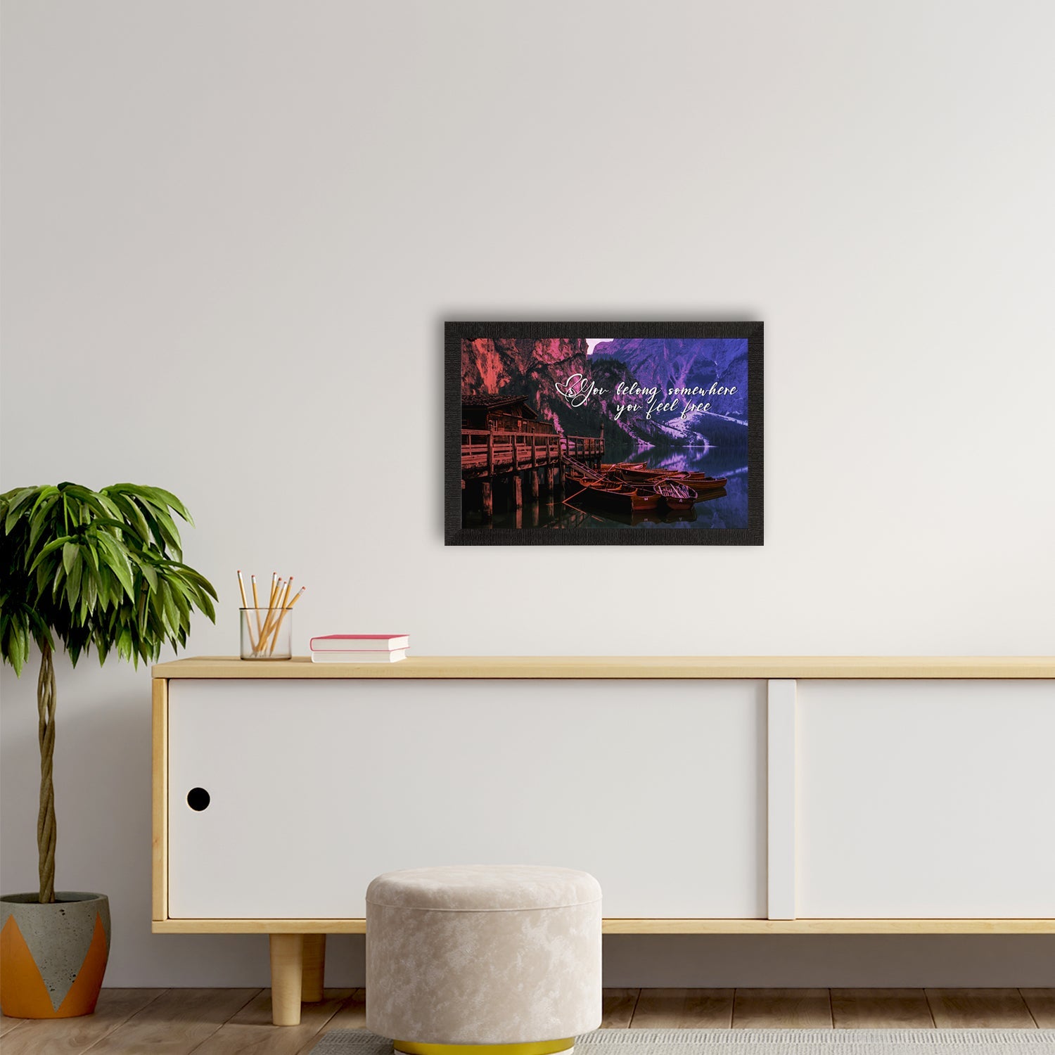 "You Belong Somewhere You Feel Free" Beautiful Tiver Between Mountains View Satin Matt Texture UV Art Painting Kafalo