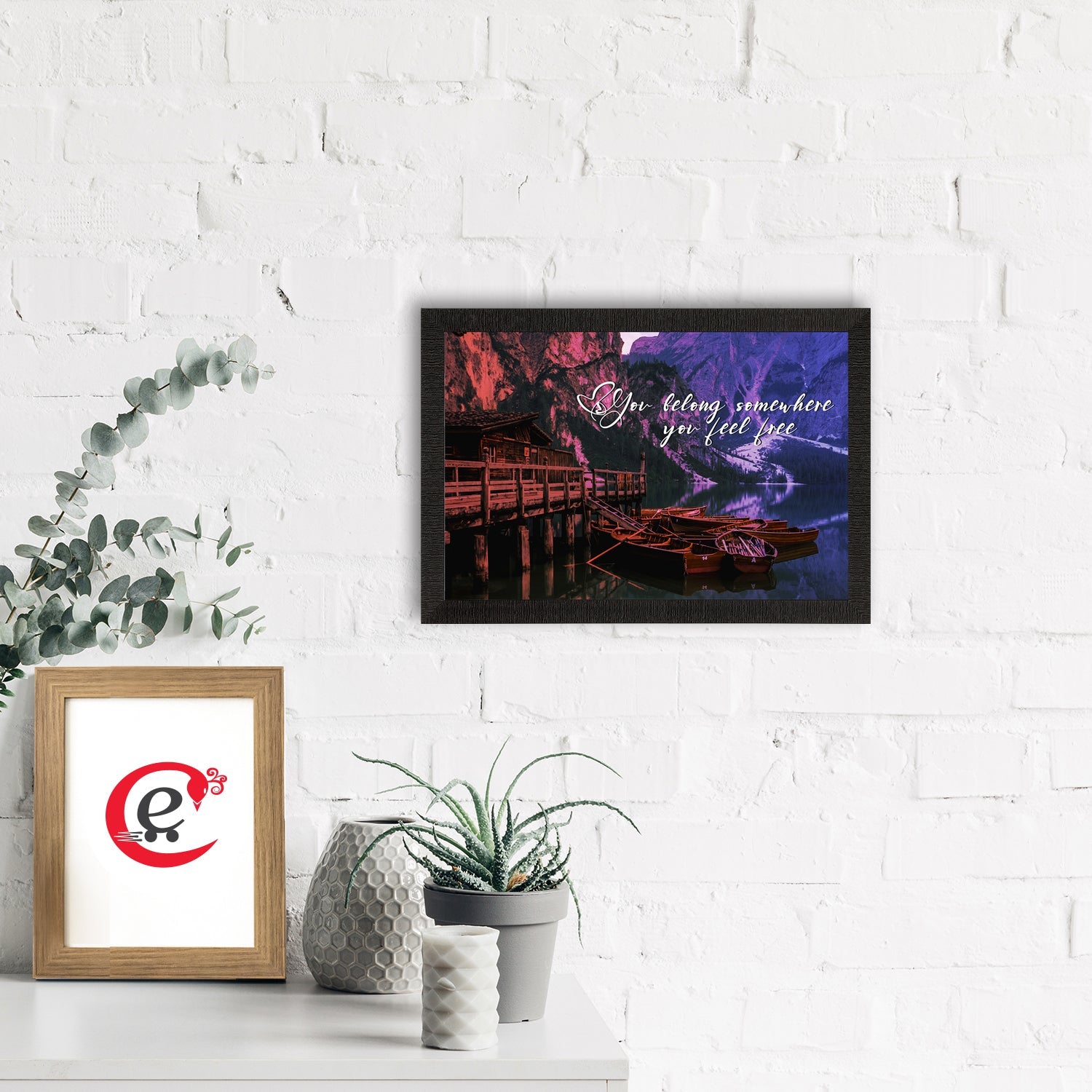 "You Belong Somewhere You Feel Free" Beautiful Tiver Between Mountains View Satin Matt Texture UV Art Painting Kafalo