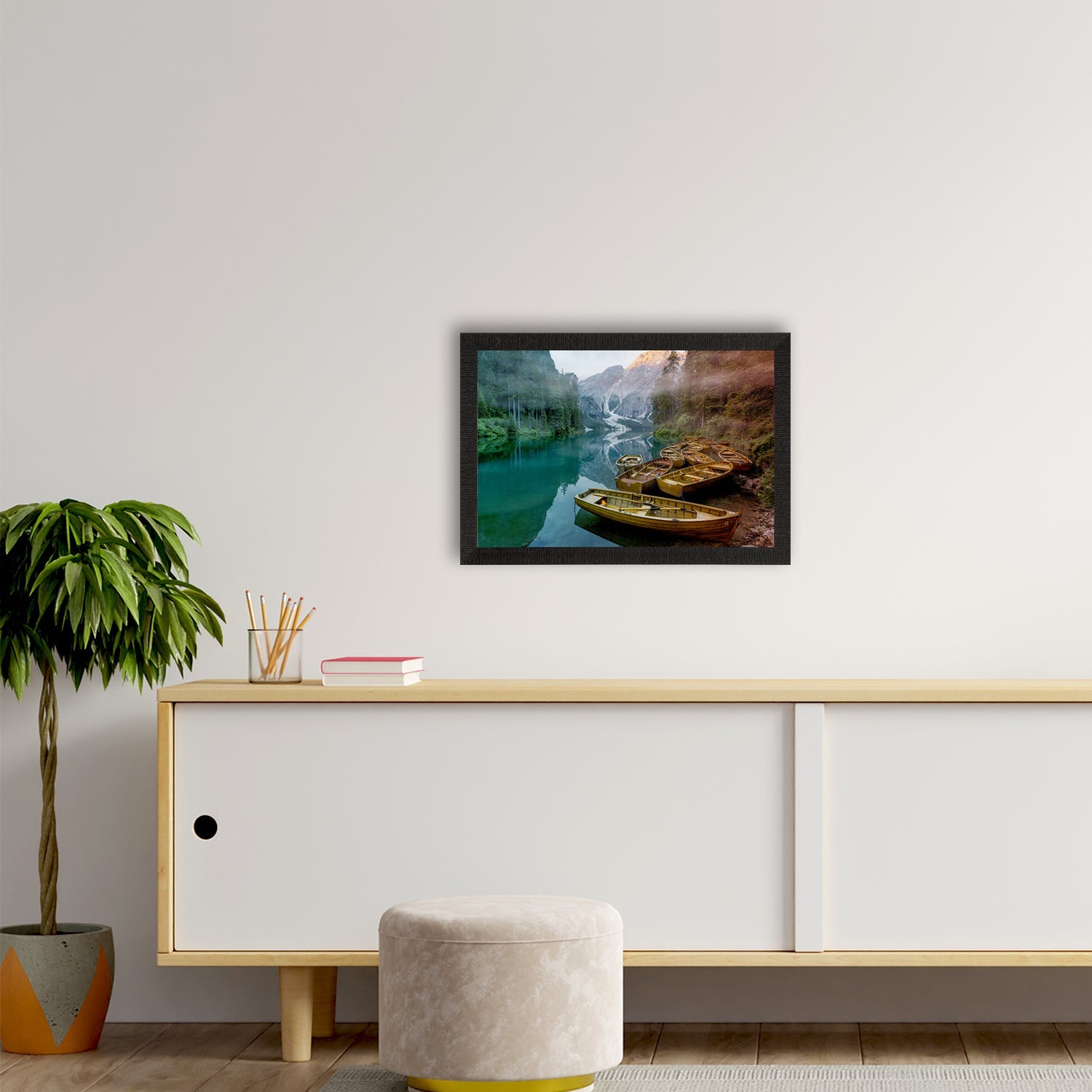 Splendid River Between Mountains View Satin Matt Texture UV Art Painting Kafalo