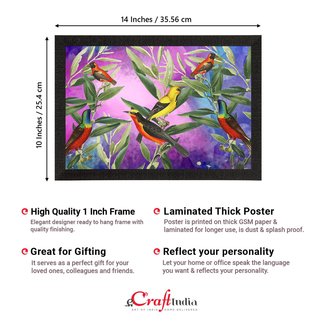 Colorful Birds Sitting on Tree Branch Satin Matt Texture UV Art Painting Kafalo