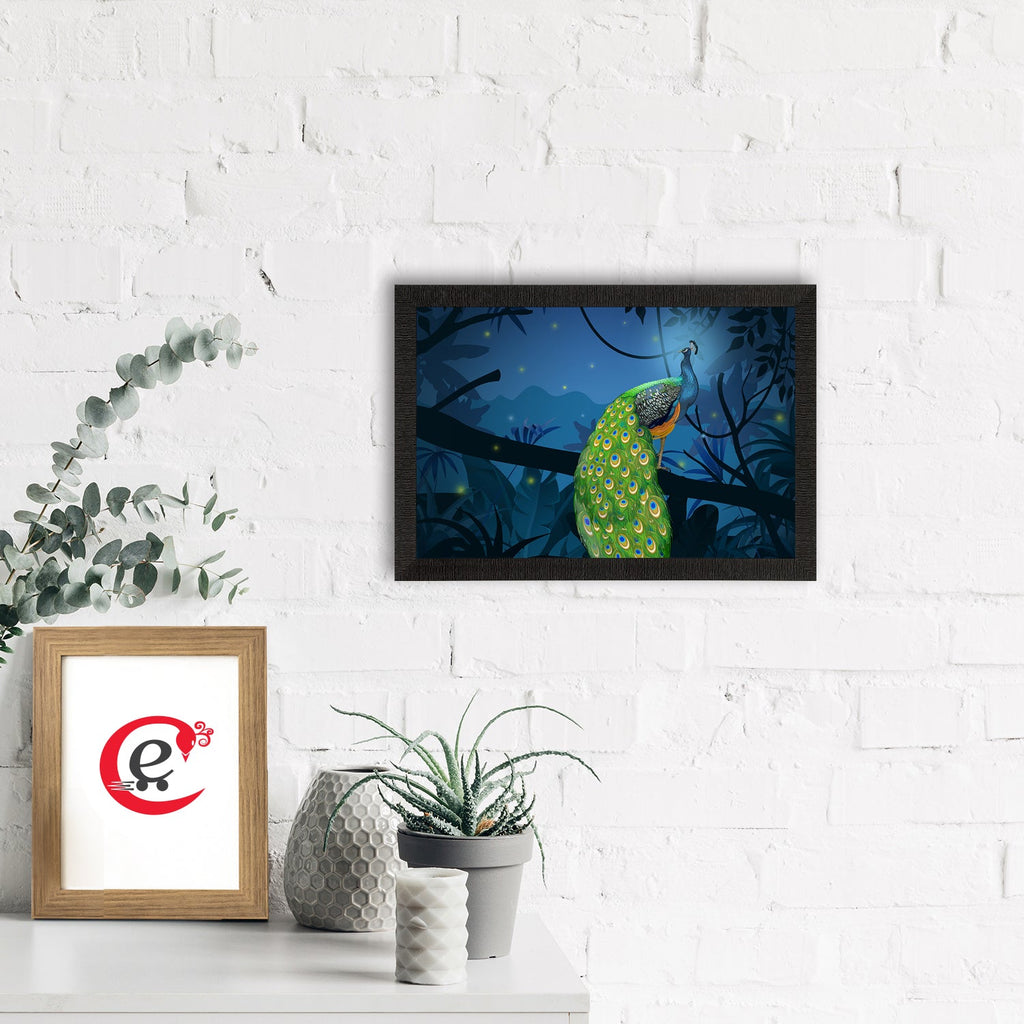 Peacock Sitting on Tree Branch Satin Matt Texture UV Art Painting Kafalo