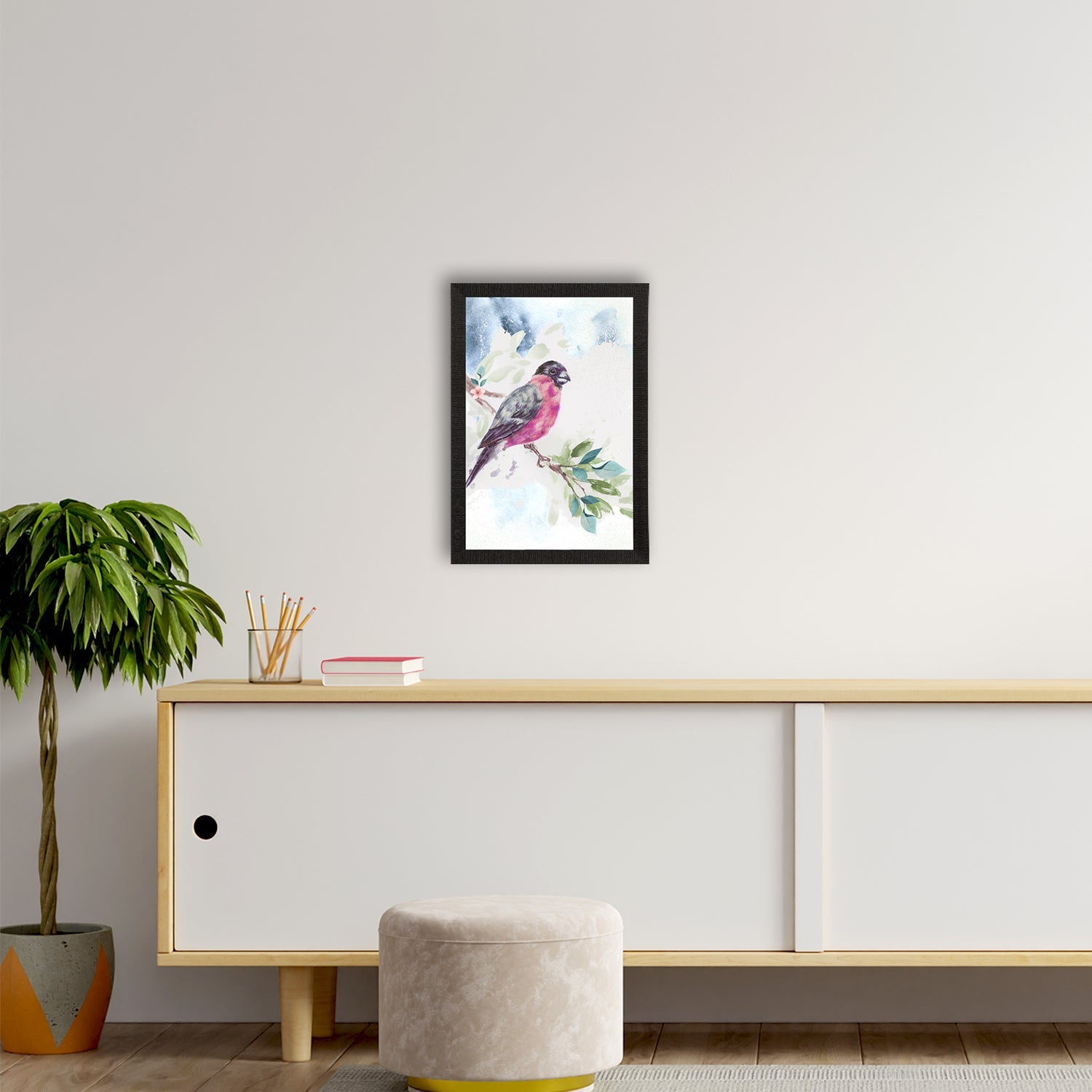 Colorful Bird Sitting on Tree Branch Satin Matt Texture UV Art Painting Kafalo