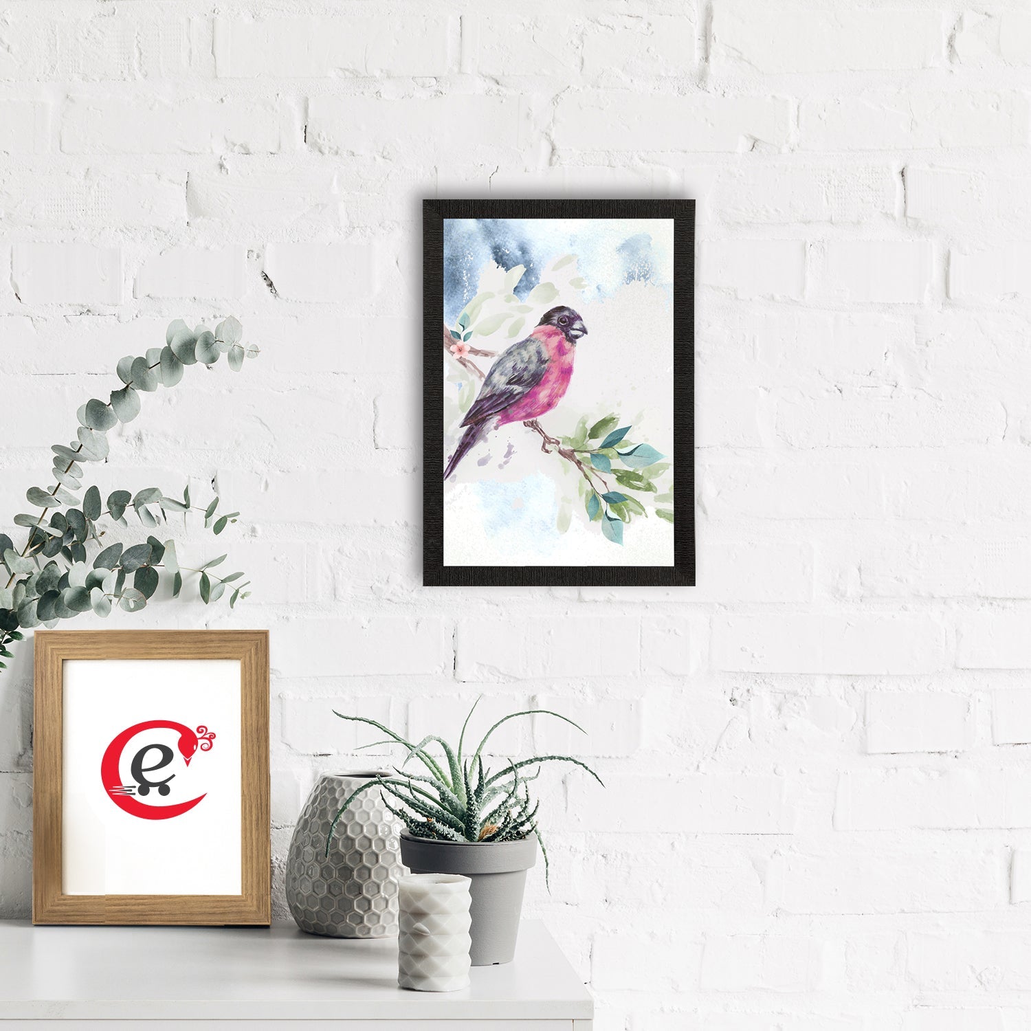 Colorful Bird Sitting on Tree Branch Satin Matt Texture UV Art Painting Kafalo