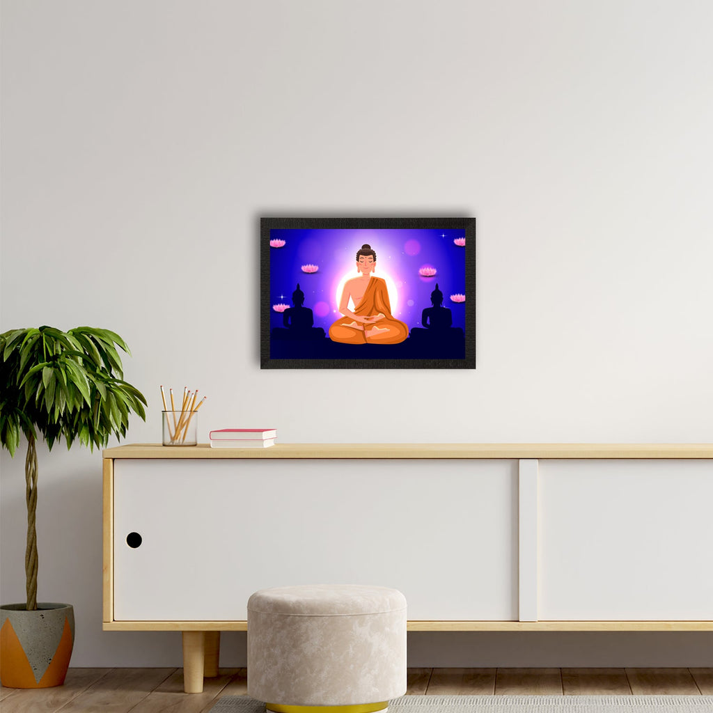 Meditating Lord Buddha Painting Digital Printed Religious Wall Art Kafalo