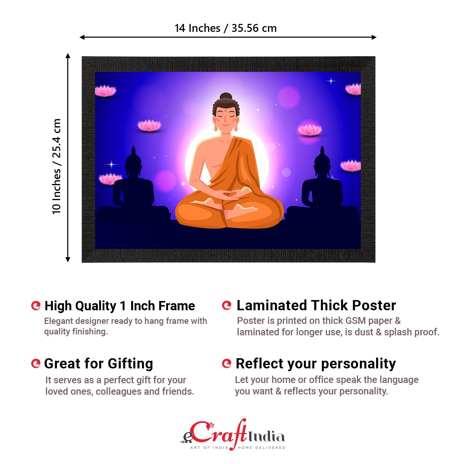 Meditating Lord Buddha Painting Digital Printed Religious Wall Art Kafalo