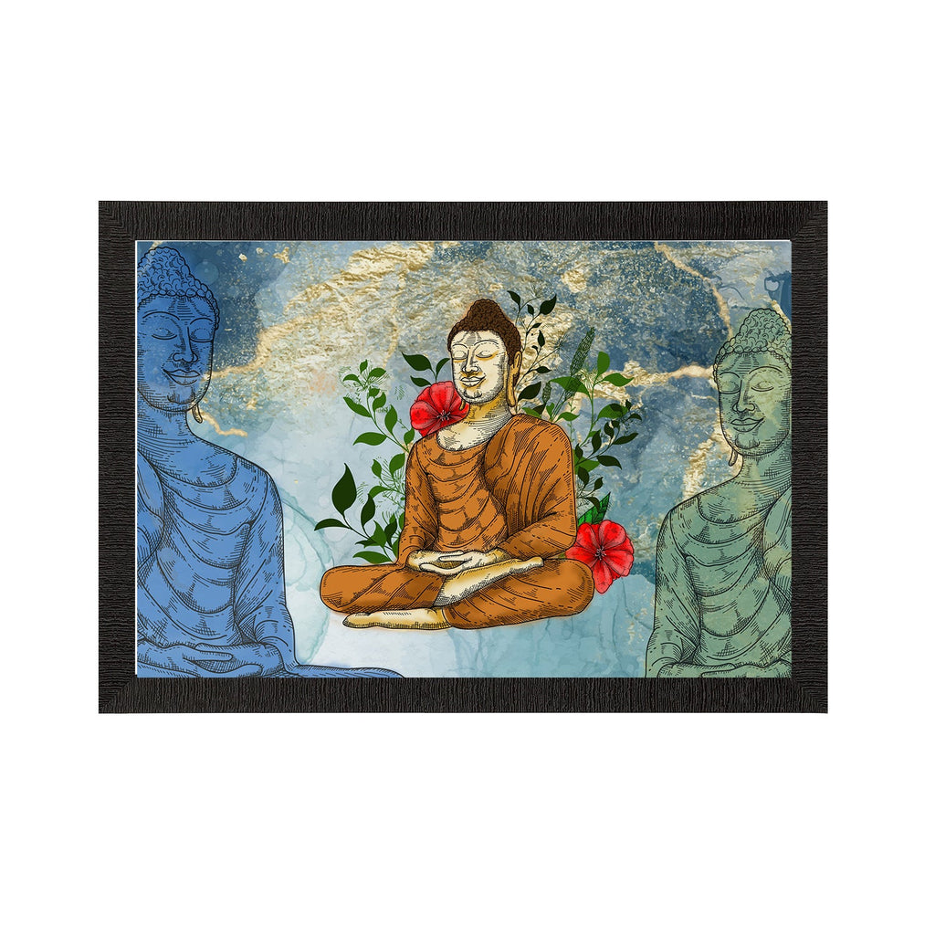 Meditating Lord Buddha Painting Digital Printed Religious Wall Art Kafalo
