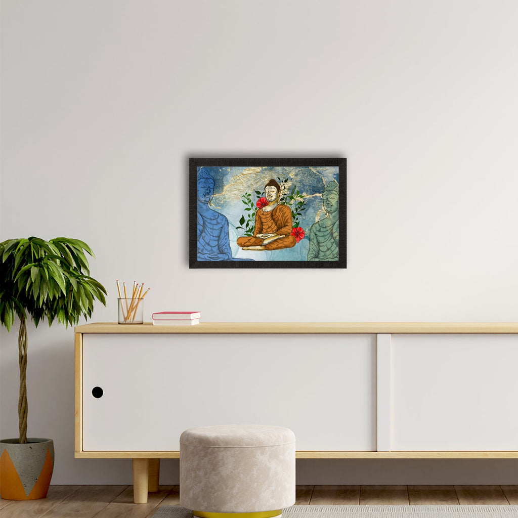 Meditating Lord Buddha Painting Digital Printed Religious Wall Art Kafalo