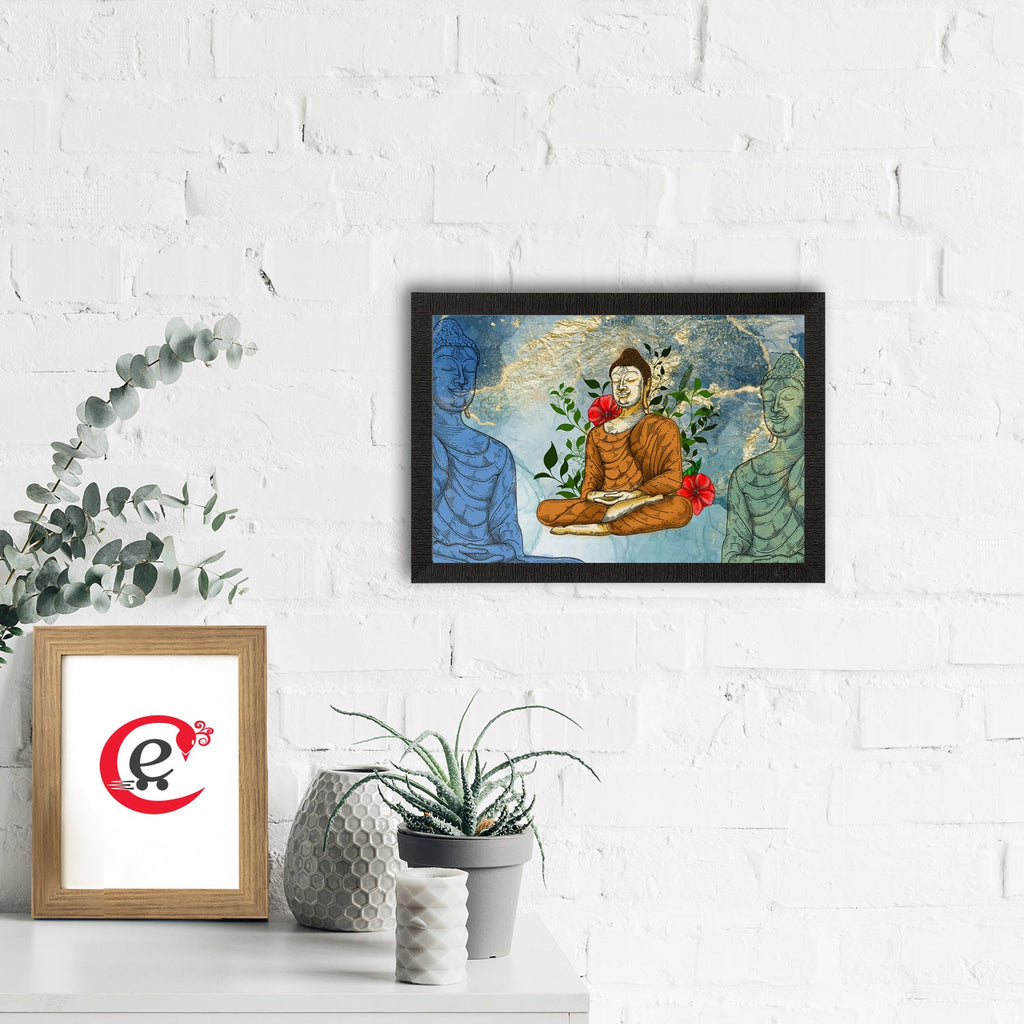 Meditating Lord Buddha Painting Digital Printed Religious Wall Art Kafalo